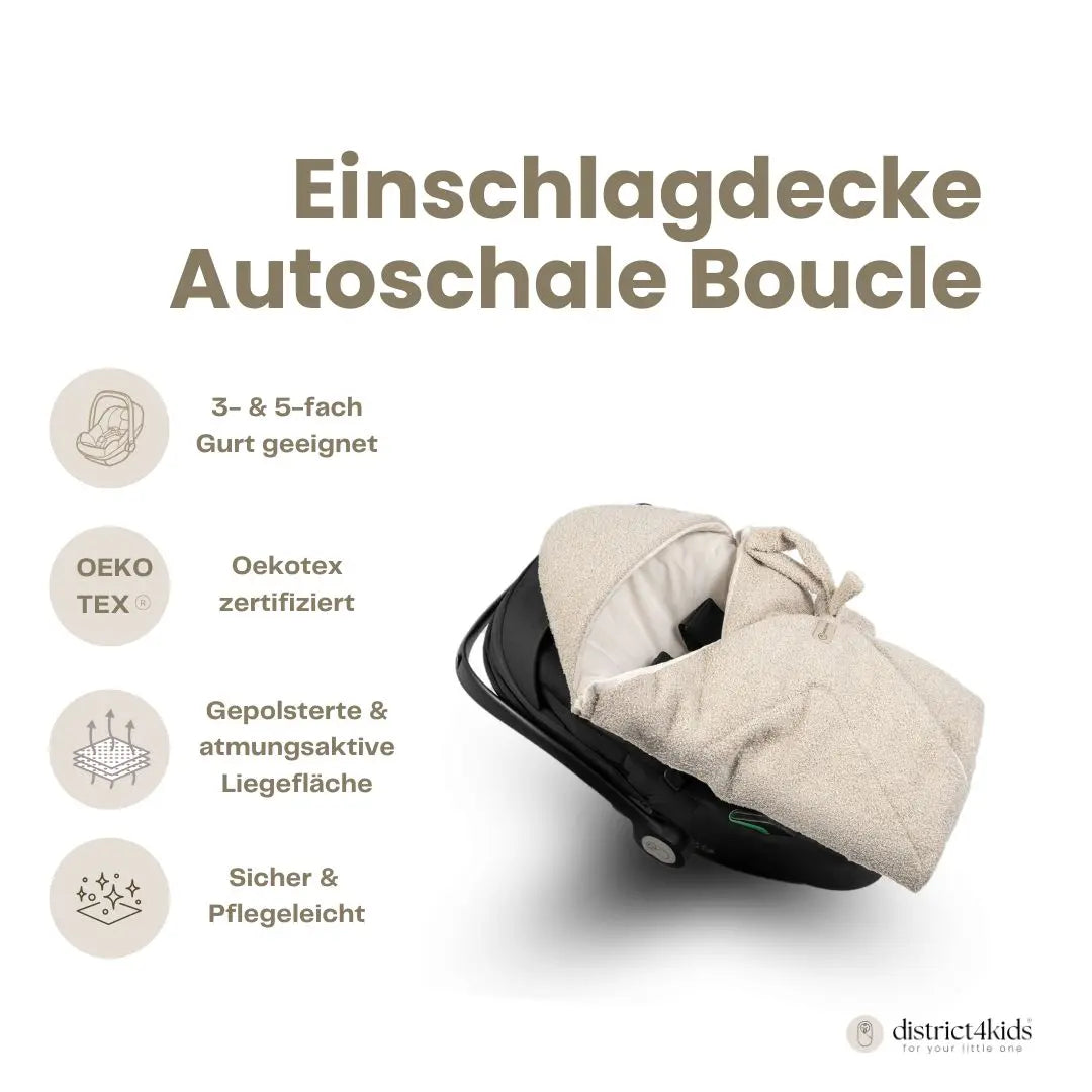 Einschlagdecke Teddystoff Boucle – ideal für jede Autoschale - Fußsäcke