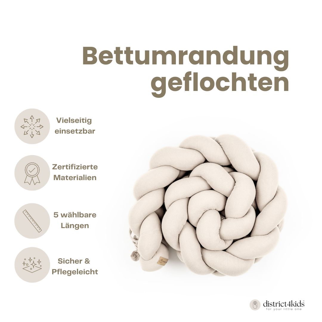 Bettschlange geflochten Musselin – Kuschelige Bettumrandung - Baby & Kleinkind