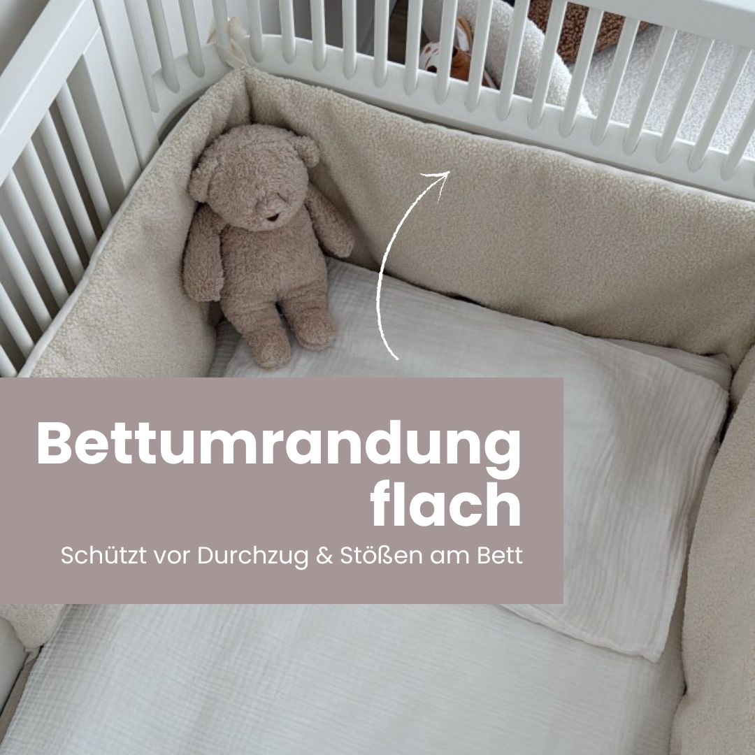 Bettumrandung Teddy Bouclé – Weiche Premium Umrandung für Baby- & Beistellbetten - Bettumrandung