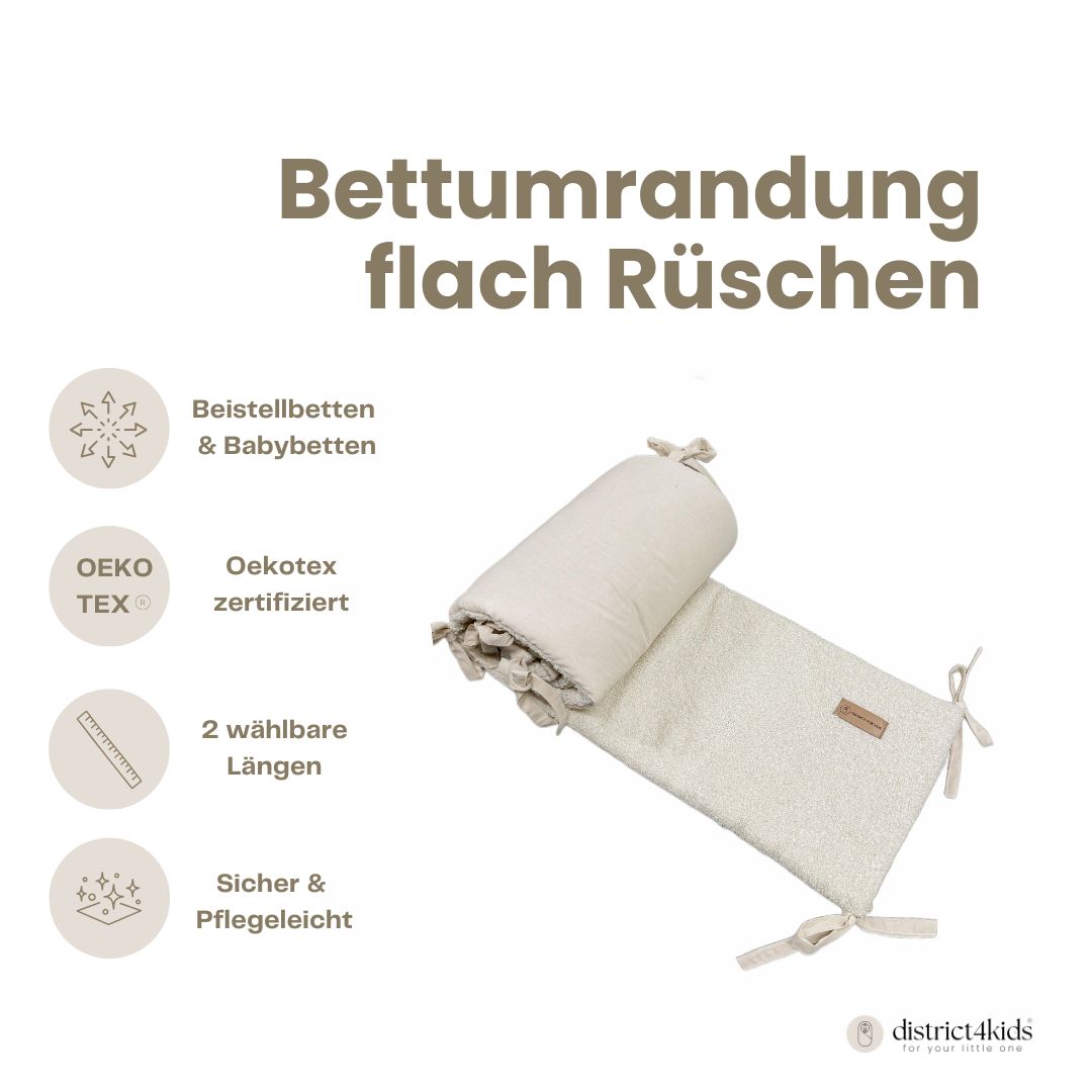 Bettumrandung Teddy Bouclé – Weiche Premium Umrandung für Baby- & Beistellbetten - Bettumrandung