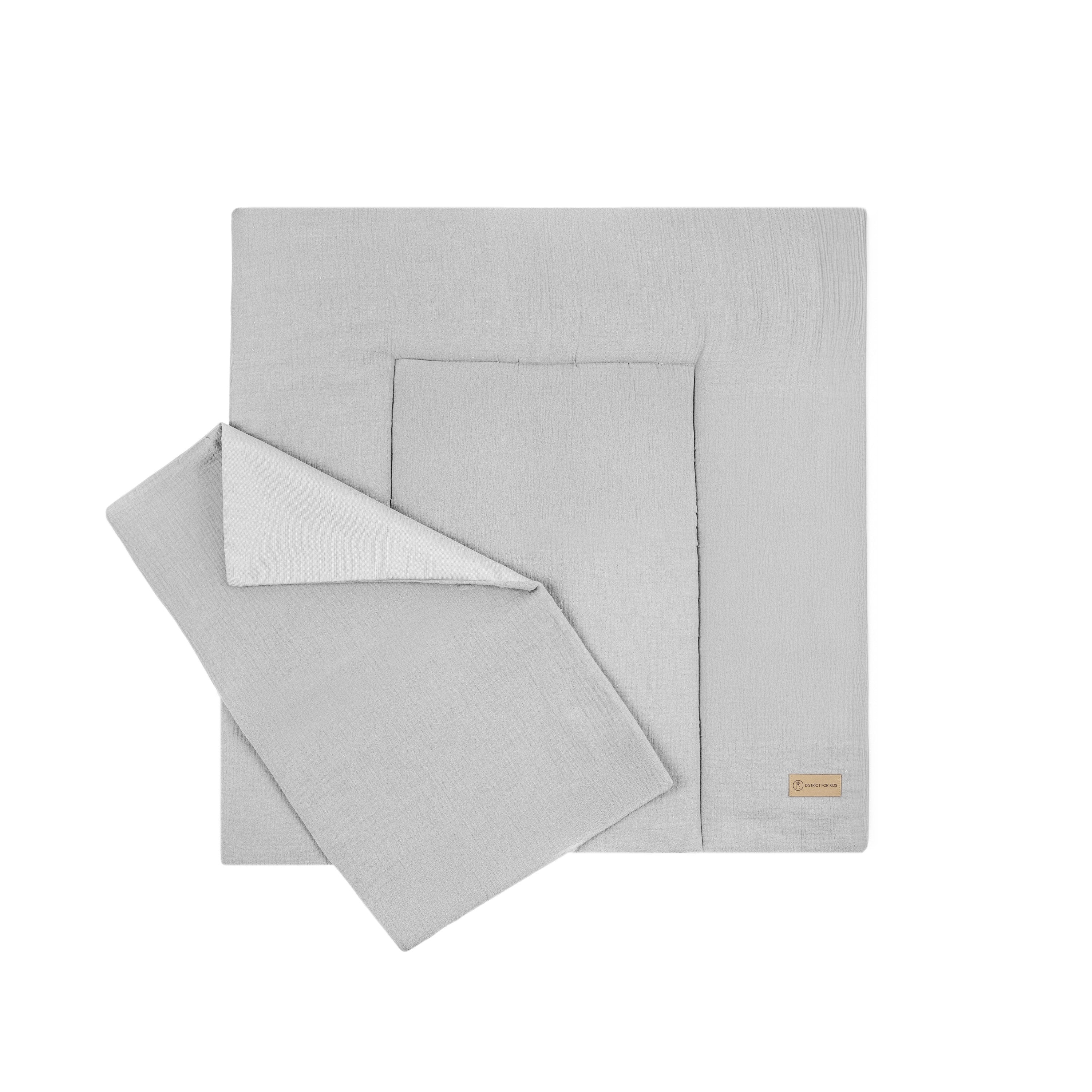 Wickelauflage Musselin mit Unterlage – natürlich & kuschelig für dein Baby - Grau / 75x75cm - Wickelauflage