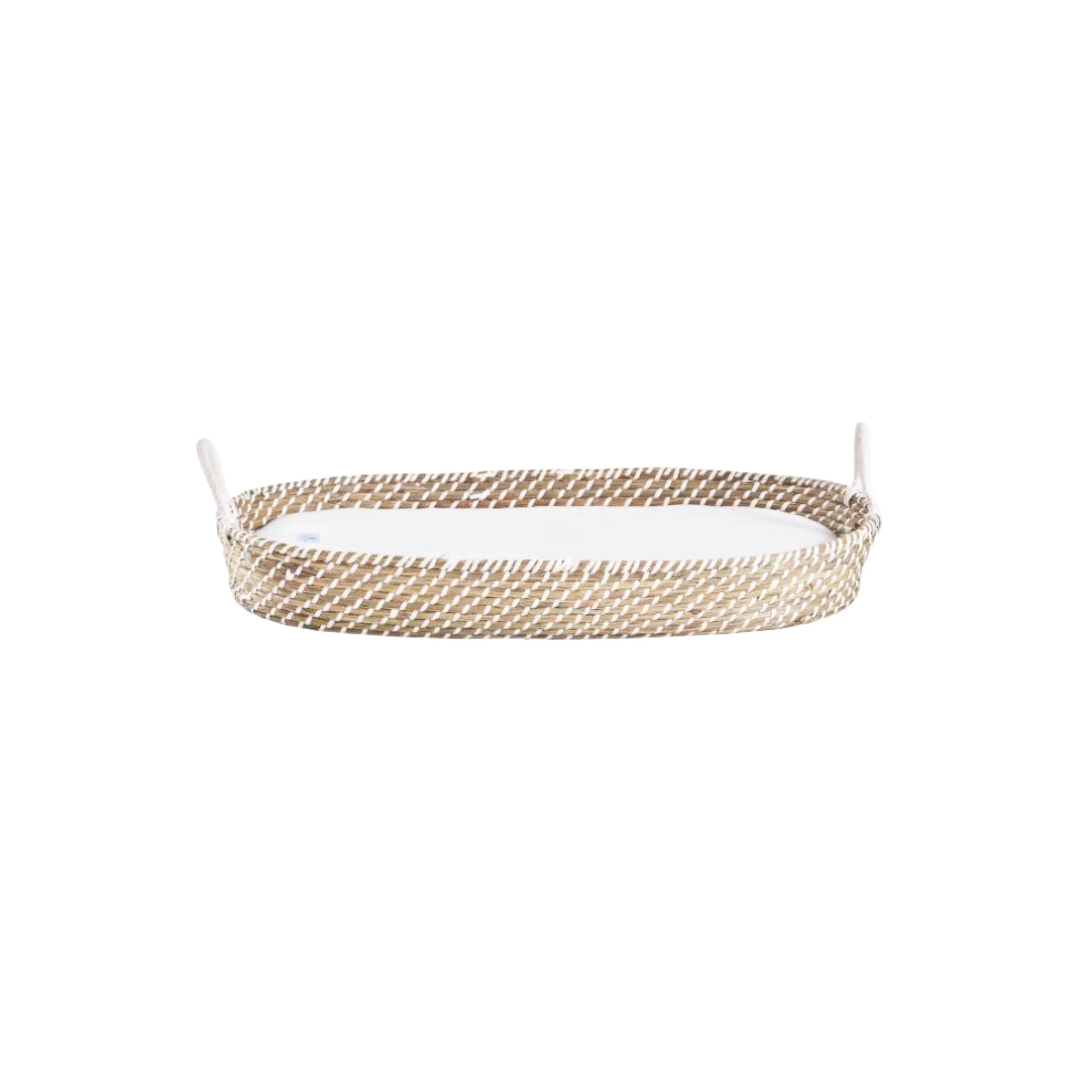 Wickelkorb mit Einlagematte | Seegrasgeflecht-Wickelkorb-AhojBaby-District for Kids
