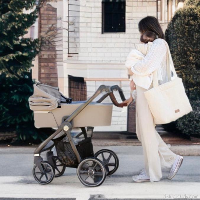 Wickeltasche Kinderwagen Boucle Teddystoff - Mom bag-Wickeltasche-District for Kids-Beige-District for Kids