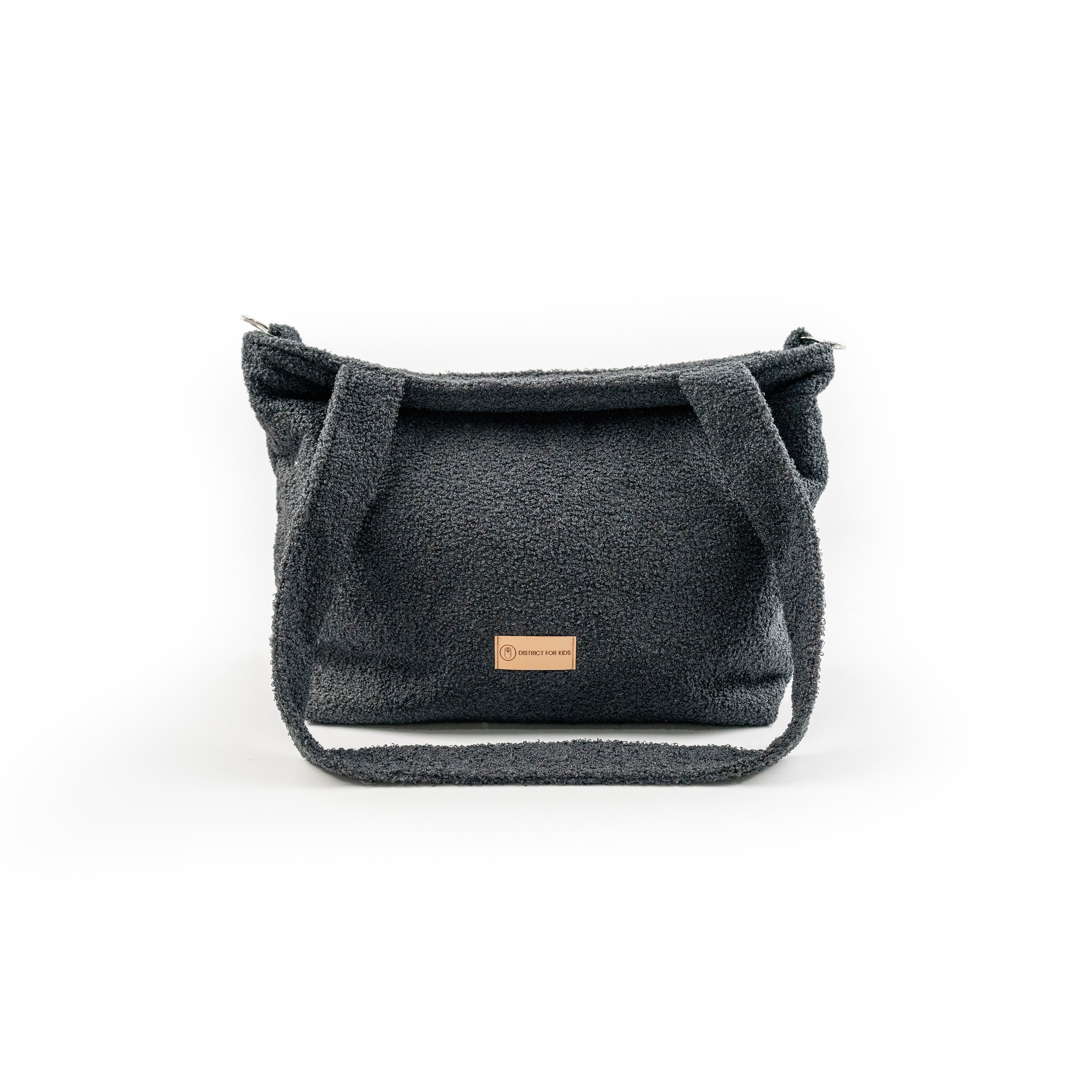 Wickeltasche Boucle Teddystoff für den Kinderwagen - Mom bag Schwarz Wickeltasche