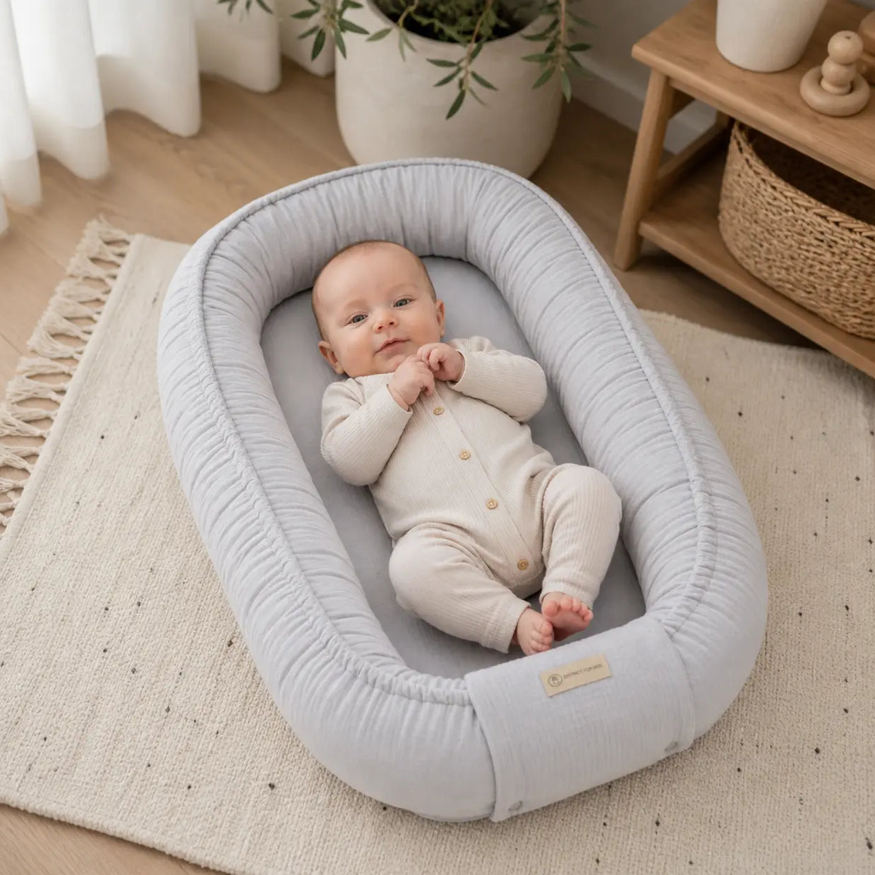Babynestchen Musselin – Weicher mitwachsender Baby Kokon District for Kids