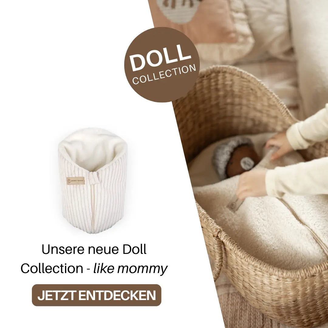 Pucksack für Puppen & Kuscheltiere - Teddystoff Boucle District for Kids