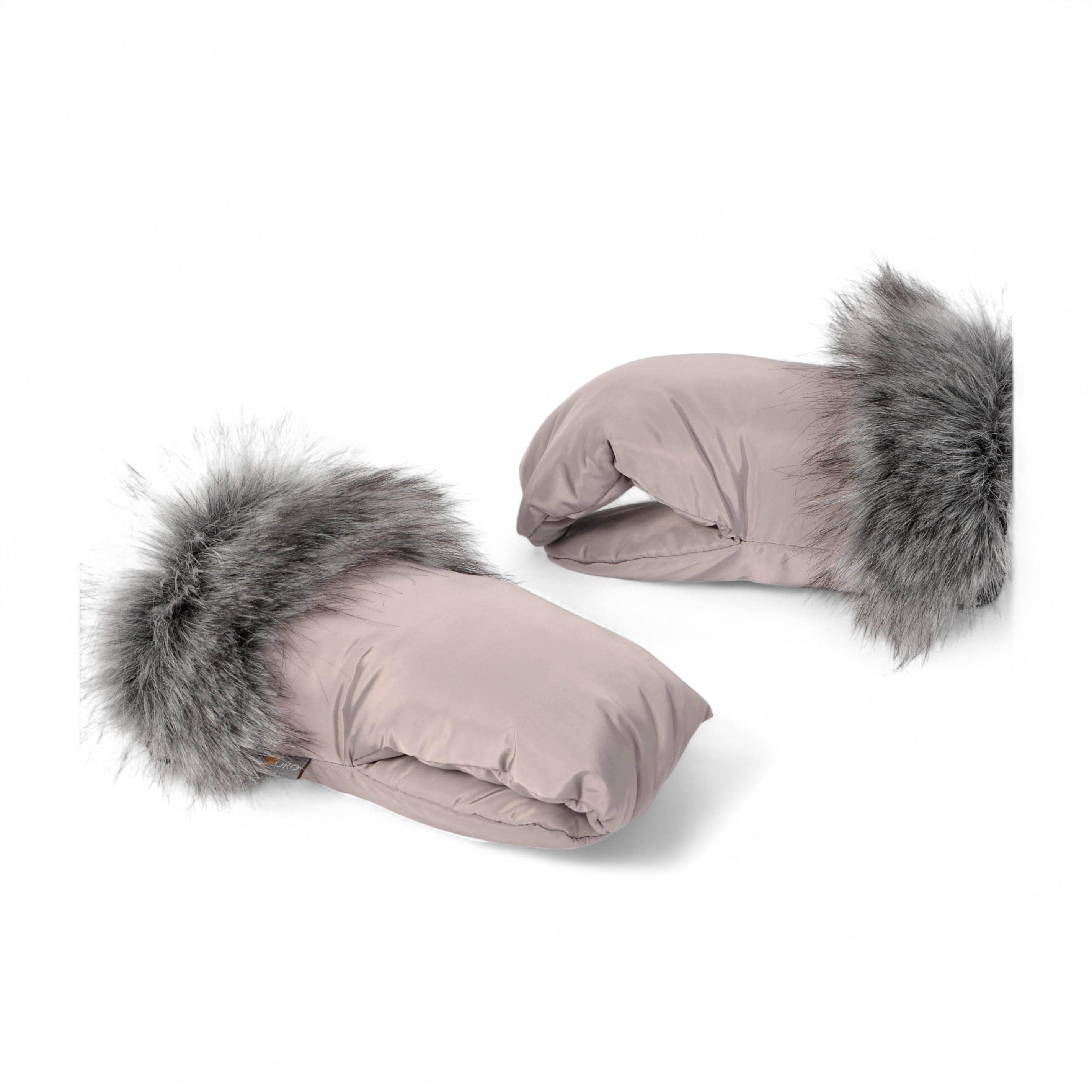 Handschuhe mit Fell für Kinderwagen – Handwärmer - Taupe - Handschuhe