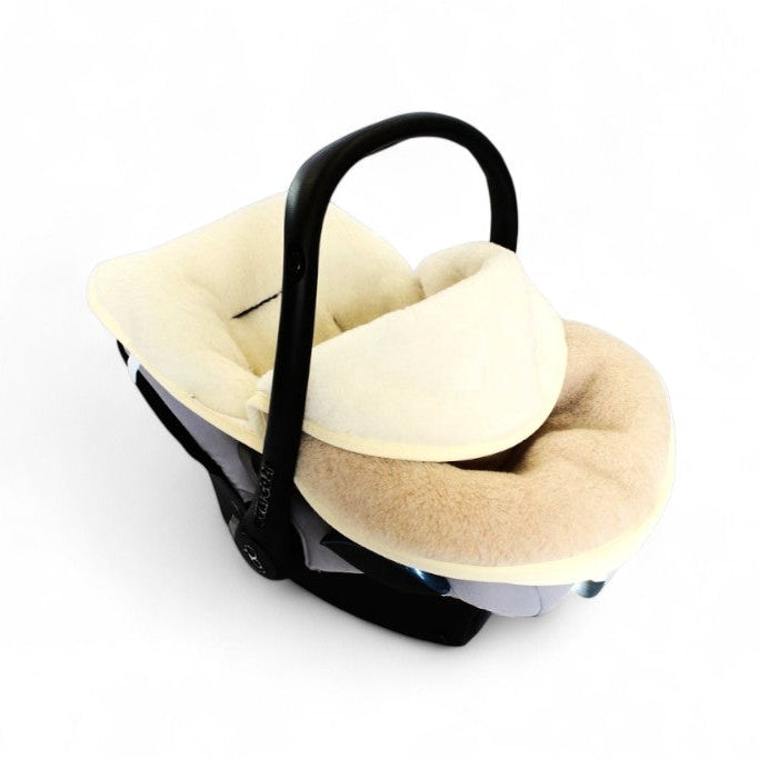Fußsack Autoschale Kamelwolle & Kaschmirwolle - Premium Qualität für dein Baby - Beige / 70cm - Winterfußsack