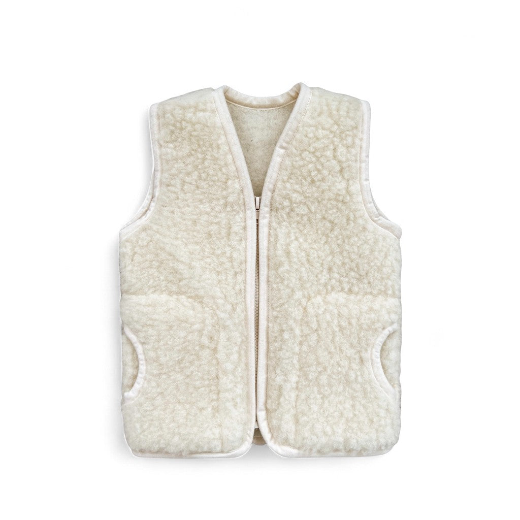 Merinoweste für Kinder – Weich warm & hypoallergen Creme / 1-3 Jahre Weste