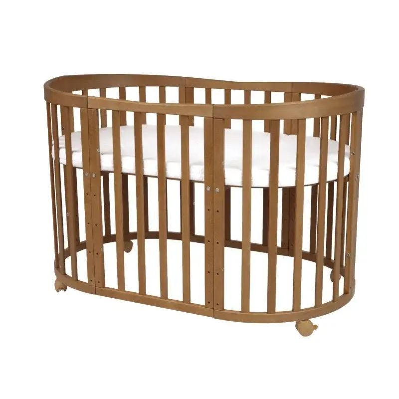 Babybett 7-in-1 – Ein Bett für viele Jahre - mitwachsend | Ovale Form - Vintage - Babybett