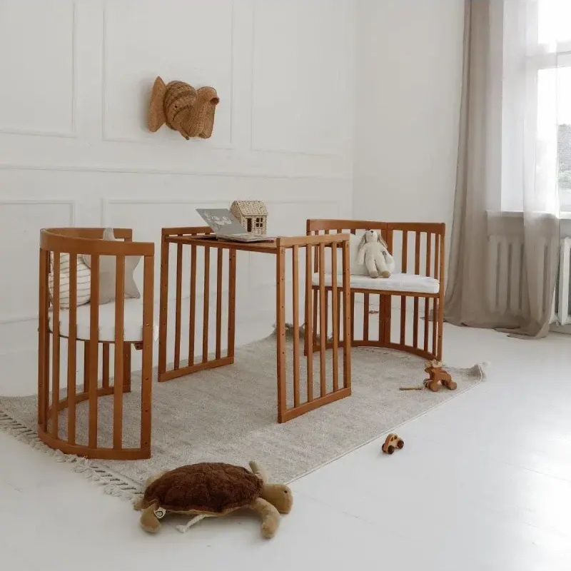 Babybett 7-in-1 – Ein Bett für viele Jahre - mitwachsend | Ovale Form - Babybett
