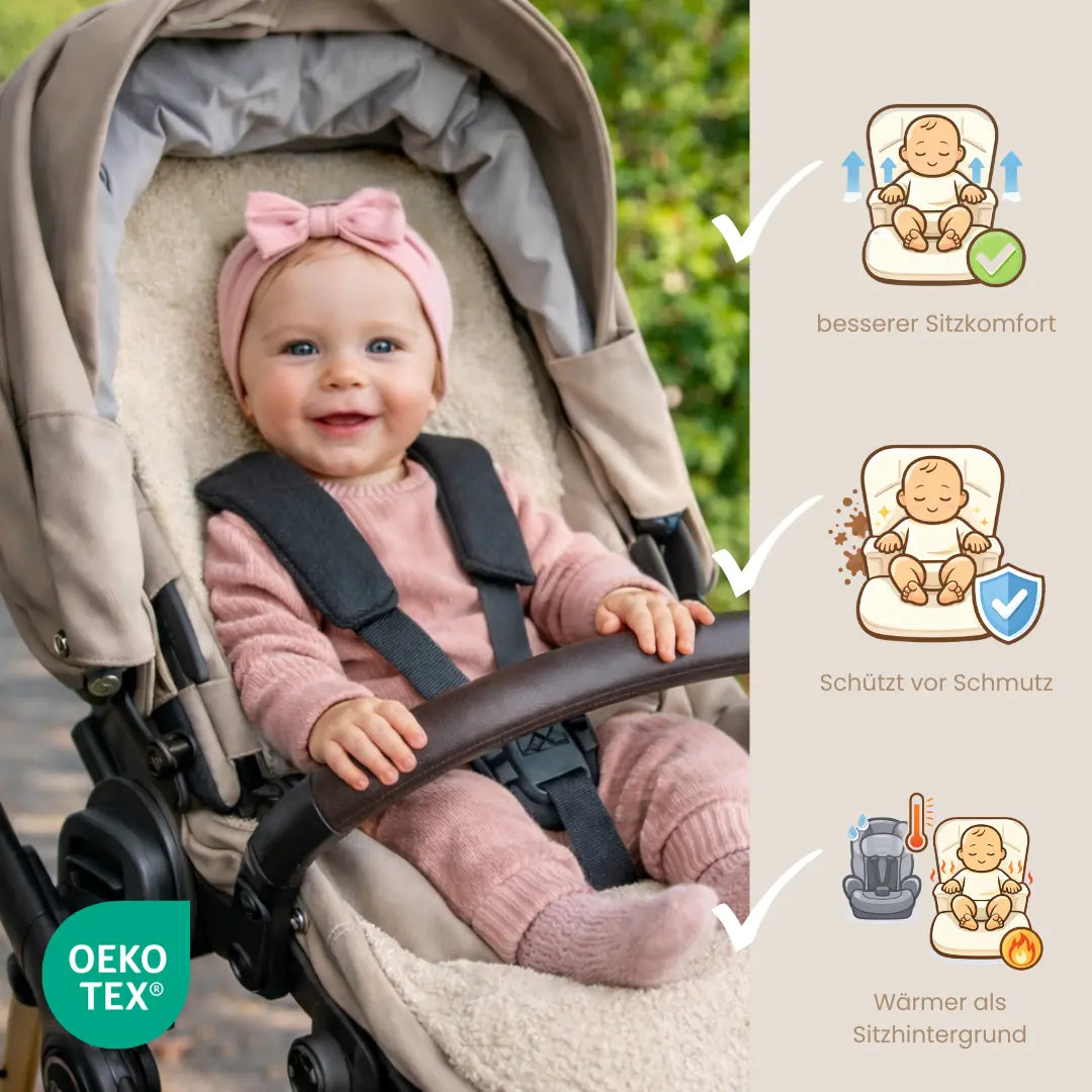 Sitzauflage Teddystoff Bouclé für den Kinderwagen - universell passend District for Kids