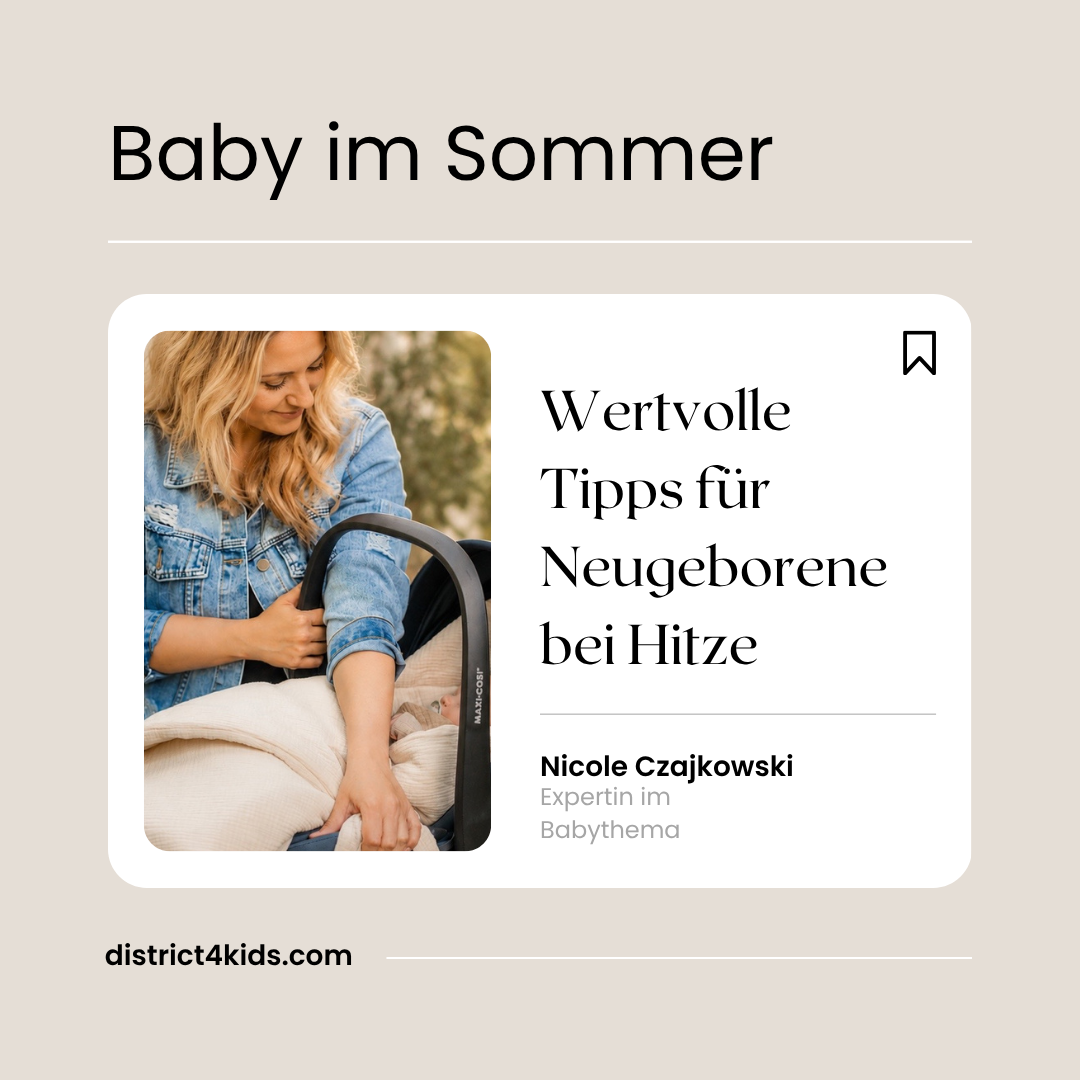 Neugeborenes schläft sicher im Sommer in einem Babynest aus Bio-Baumwolle – District for Kids