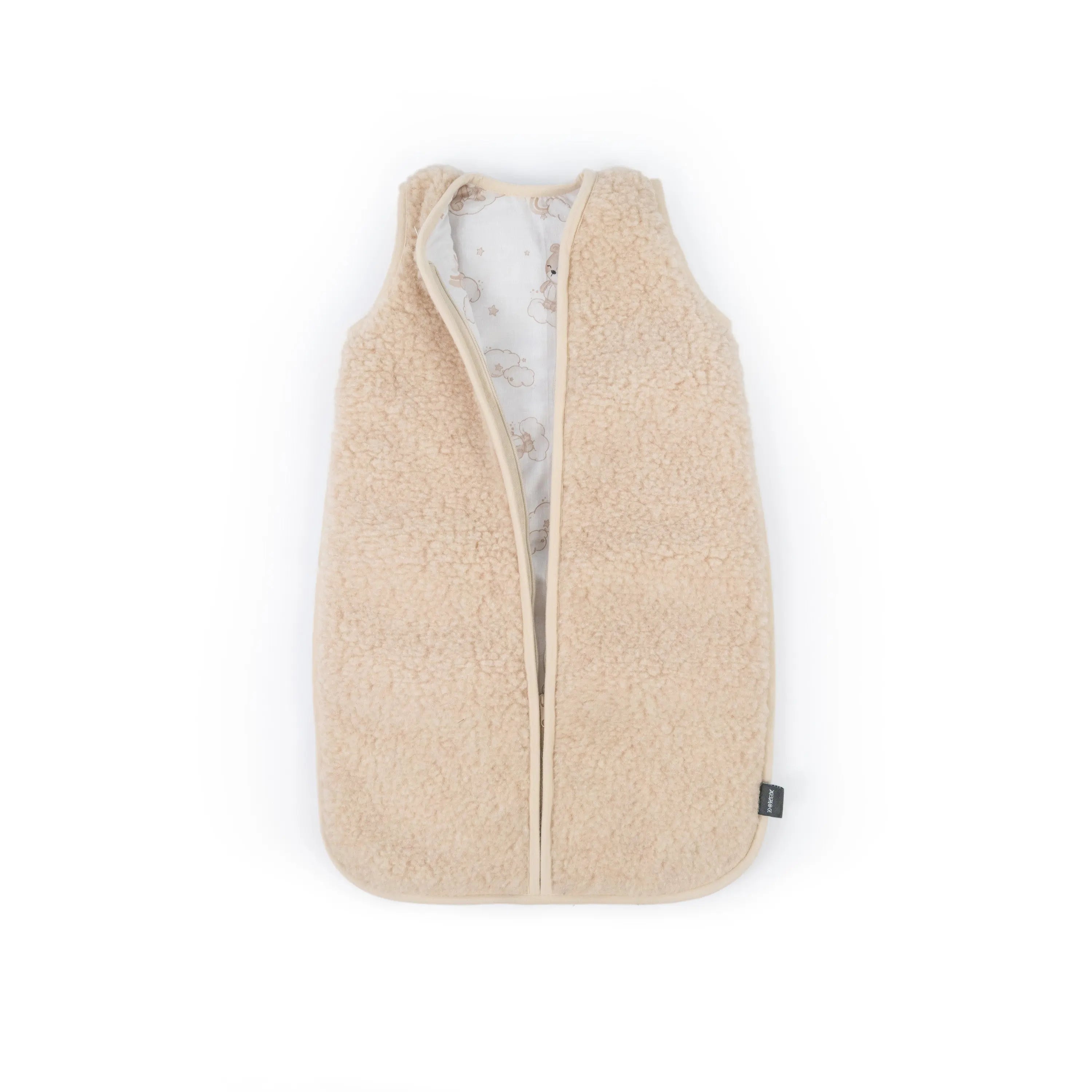 Babyschlafsack Merinowolle Wollwalk, Detailansicht Schulterträger