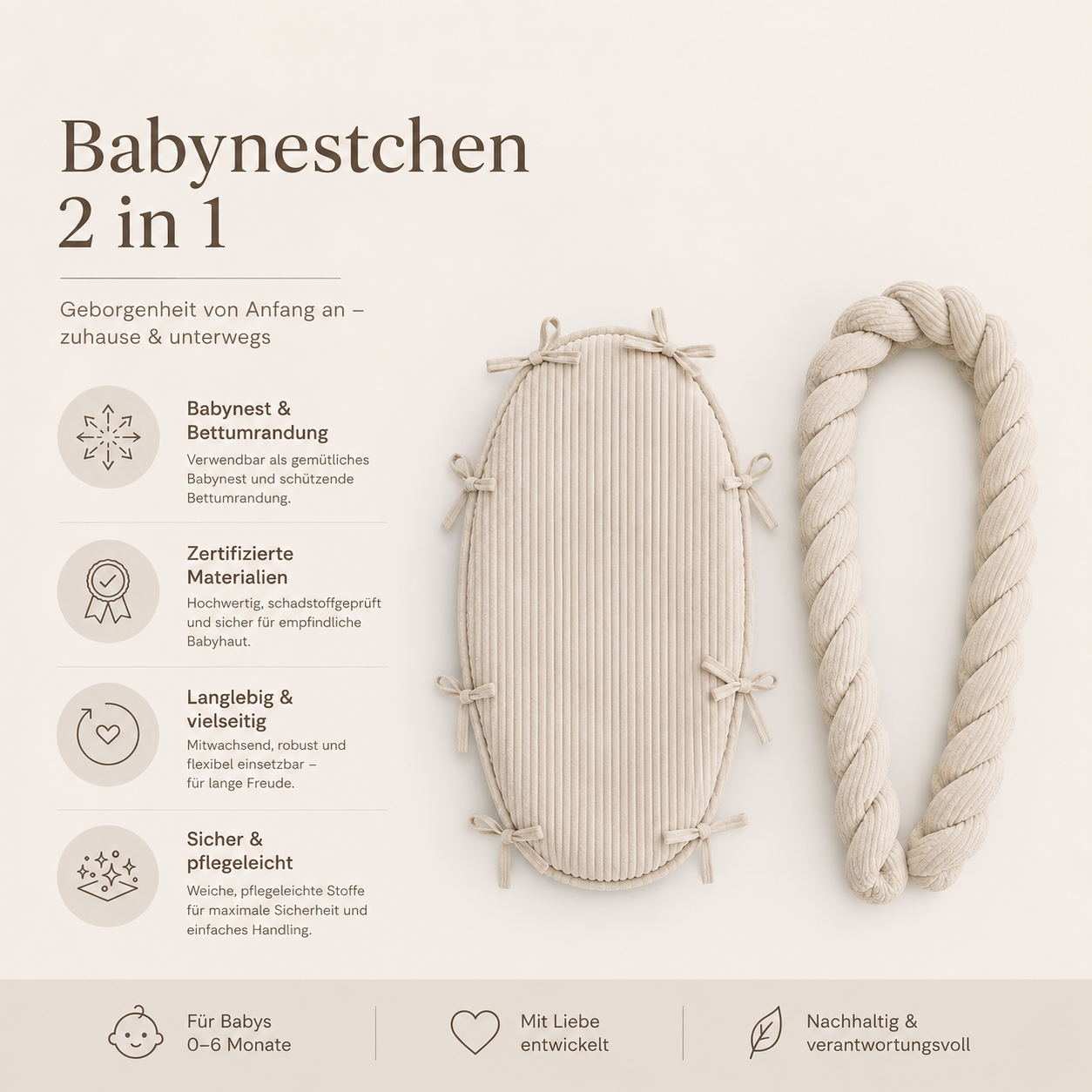 2 in1 babynest bettschlange cord district for kids