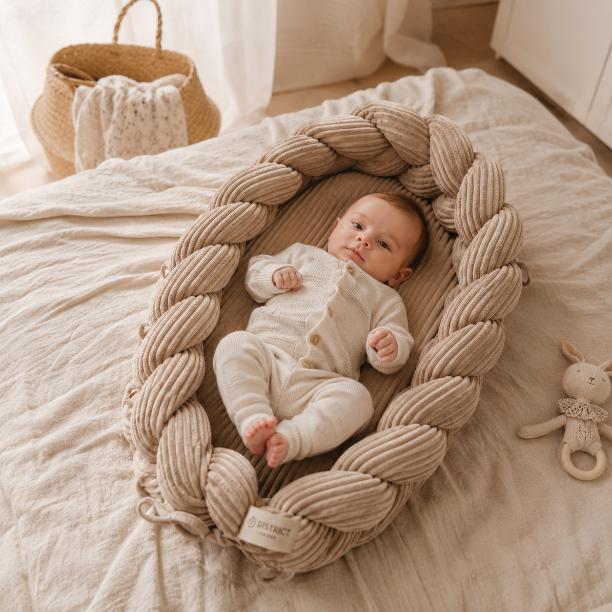 2 in1 babynest bettschlange cord district for kids beige