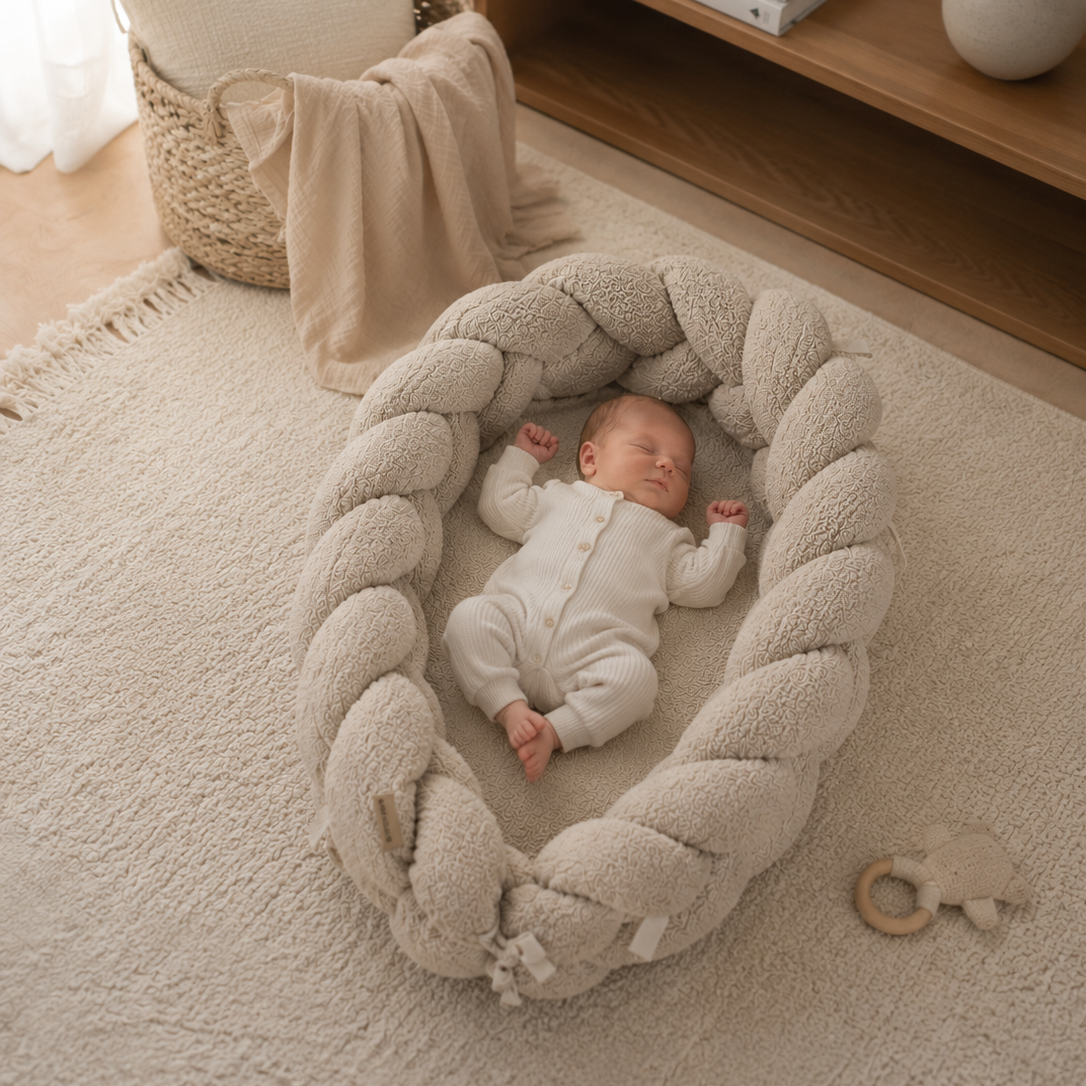 Babynest & Bettschlange 2 in 1 | Teddystoff Boucle District for Kids
