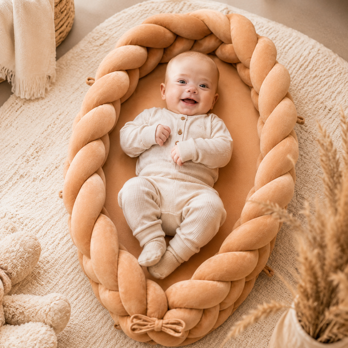 2in1 babynest und bettschalnge velours braun