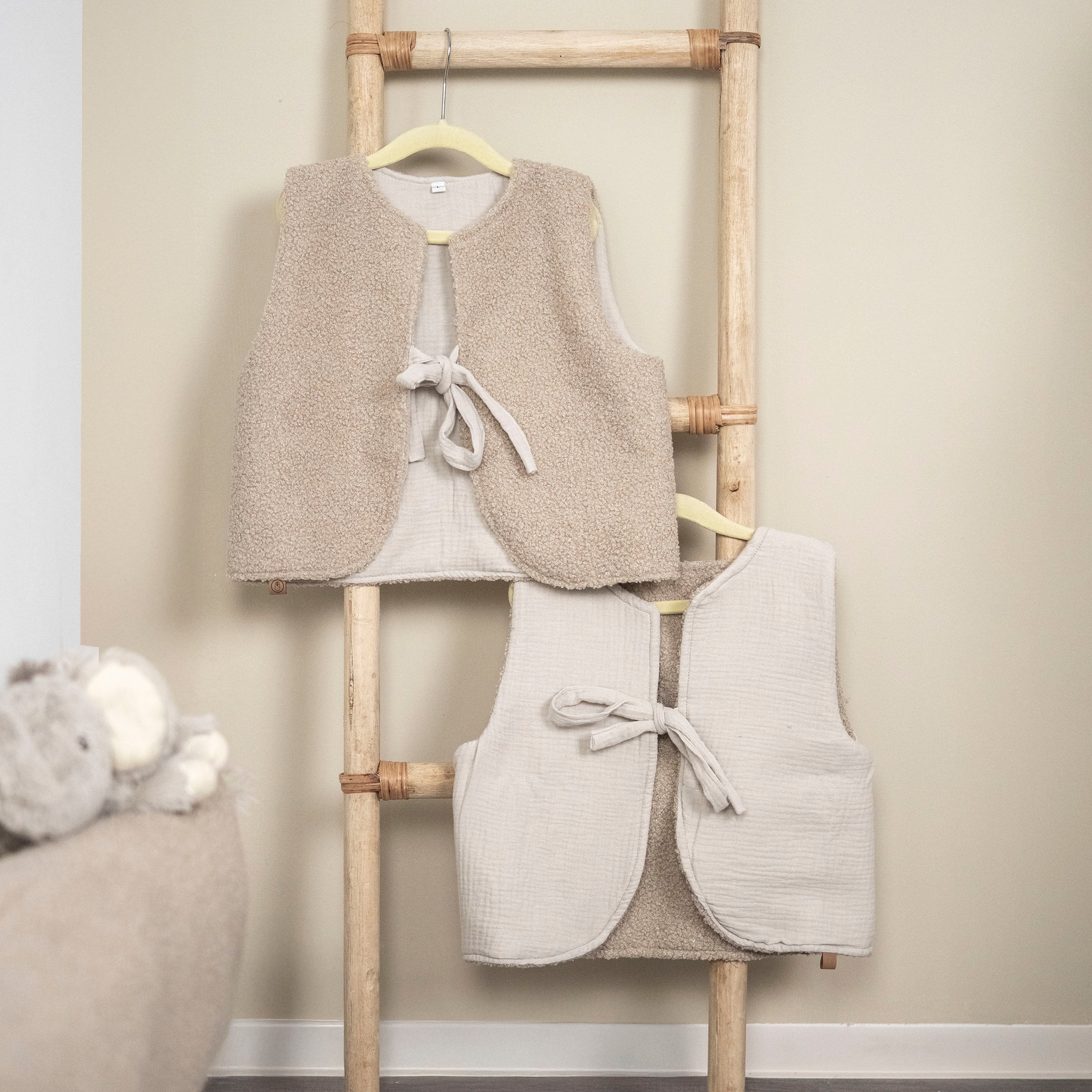 Wende-Weste für Kleinkinder | Teddy Bouclé & Musselin | Unisex 1-5 Jahre