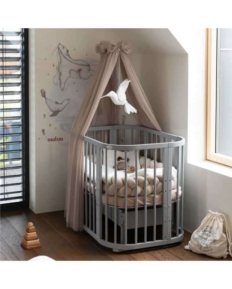 Babybett 5-in-1 – Ein Bett für viele Jahre - mitwachsend | Quadratische Form - Babybett