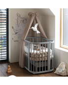 Babybett 5-in-1 – Ein Bett für viele Jahre - mitwachsend | Quadratische Form - Babybett