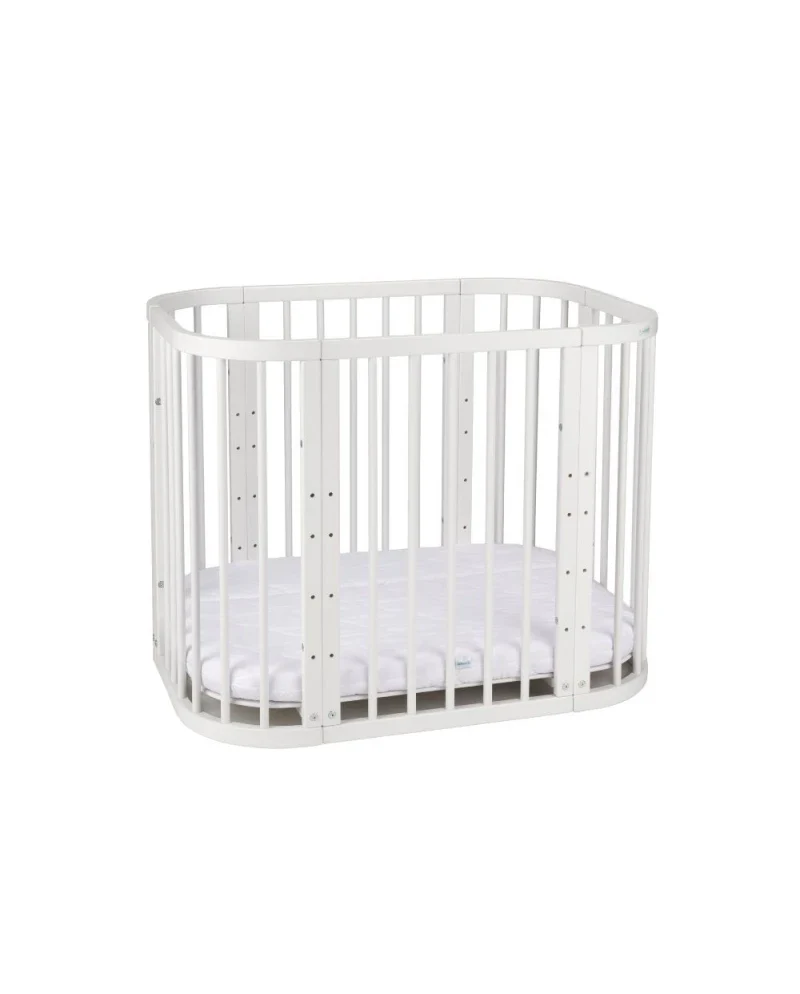 Babybett 5-in-1 – Ein Bett für viele Jahre - mitwachsend | Quadratische Form - Weiß - Babybett