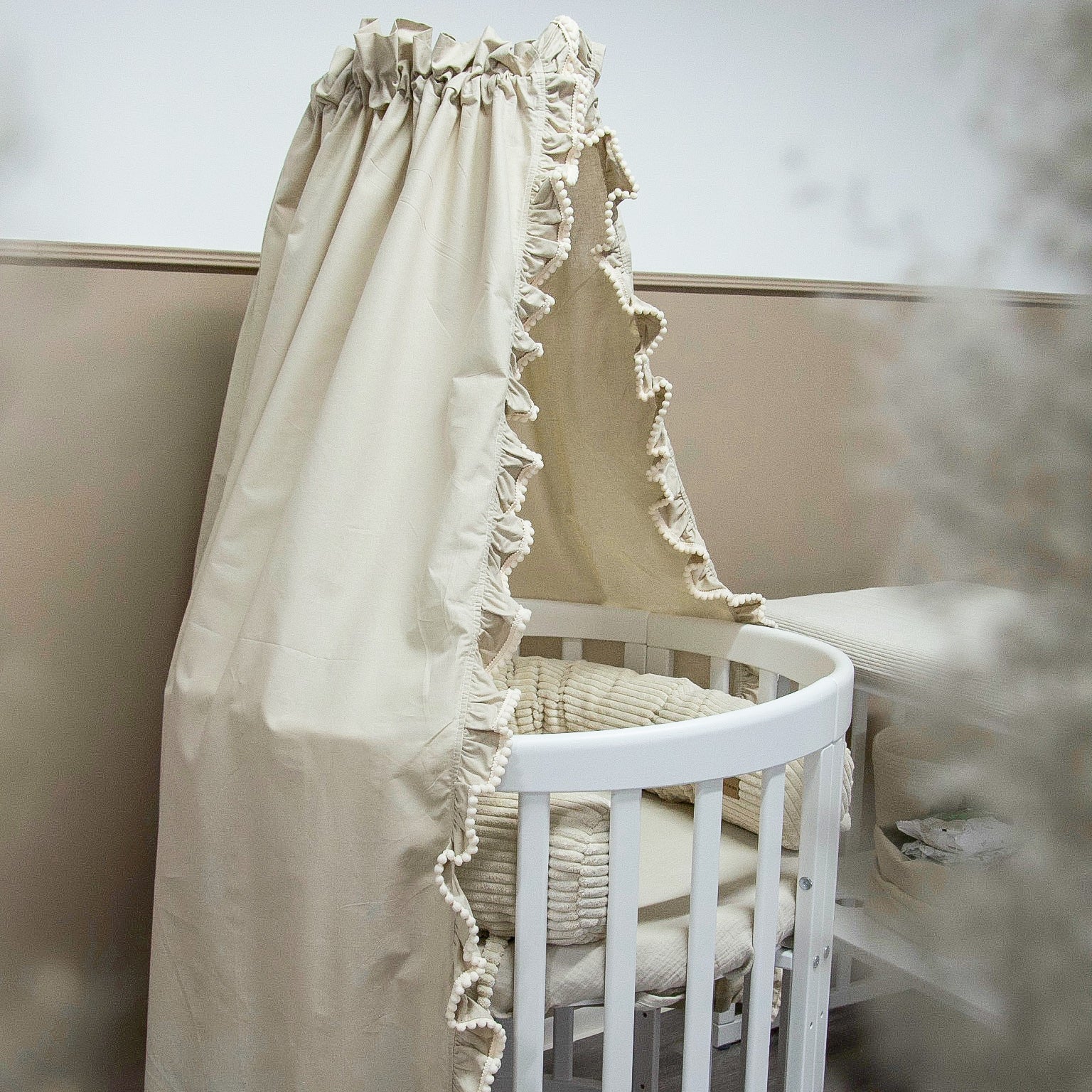 Betthimmel Boho für Babybett & Kinderzimmer – modern & stillsicher - Beige - Baldachine & Betthimmel