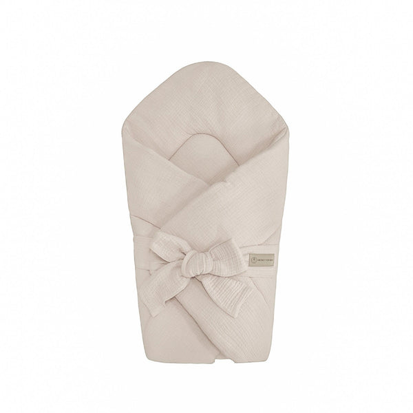 Babyhörnchen Musselin mit Schleife – Kuschelige Puckdecke & Einschlagdecke-Babyhörnchen-District for Kids-Beige-2.5 TOG-District for Kids
