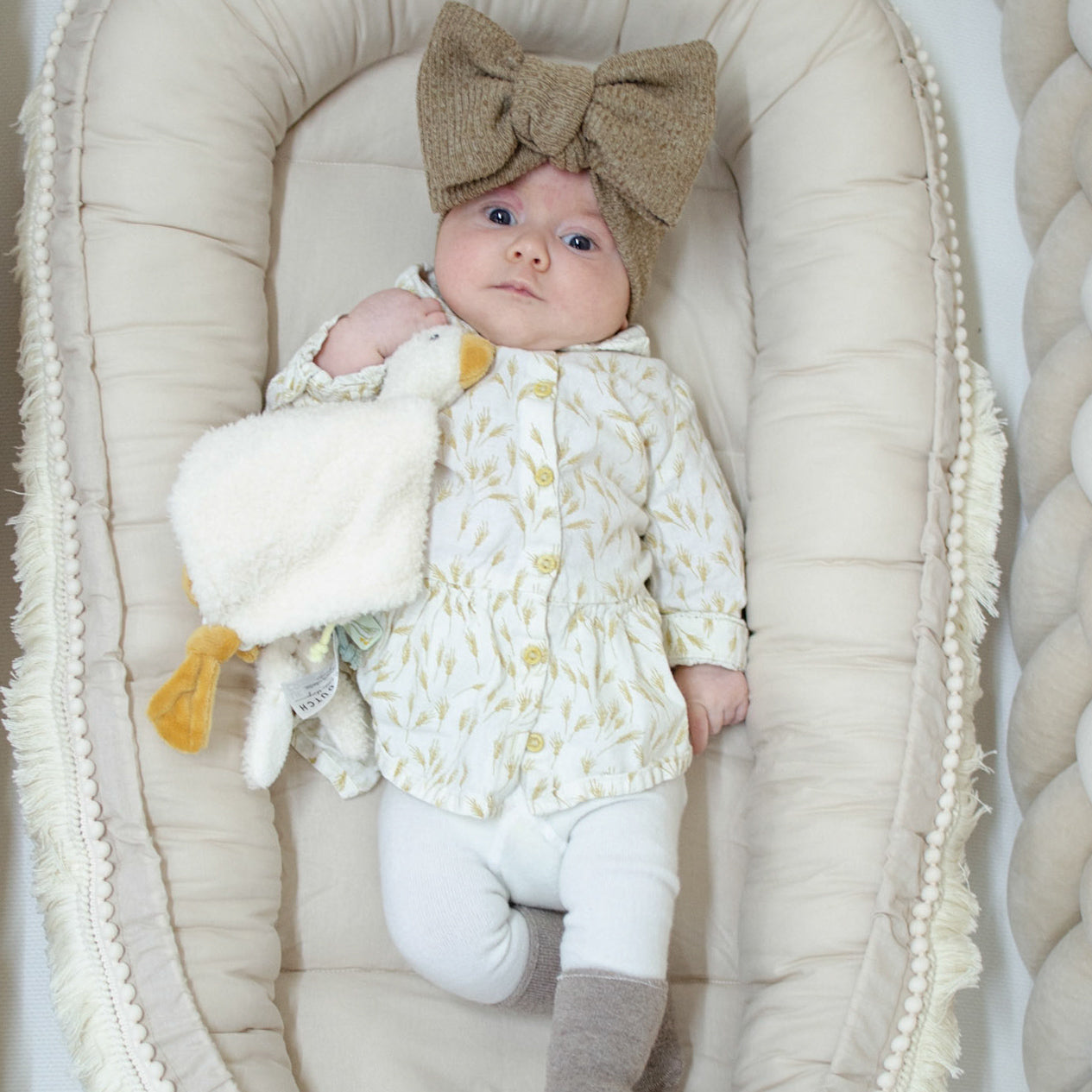 Babynestchen Boho-Stil – Kuscheliger Baby-Kokon für Geborgenheit & Komfort Beige Babynestchen