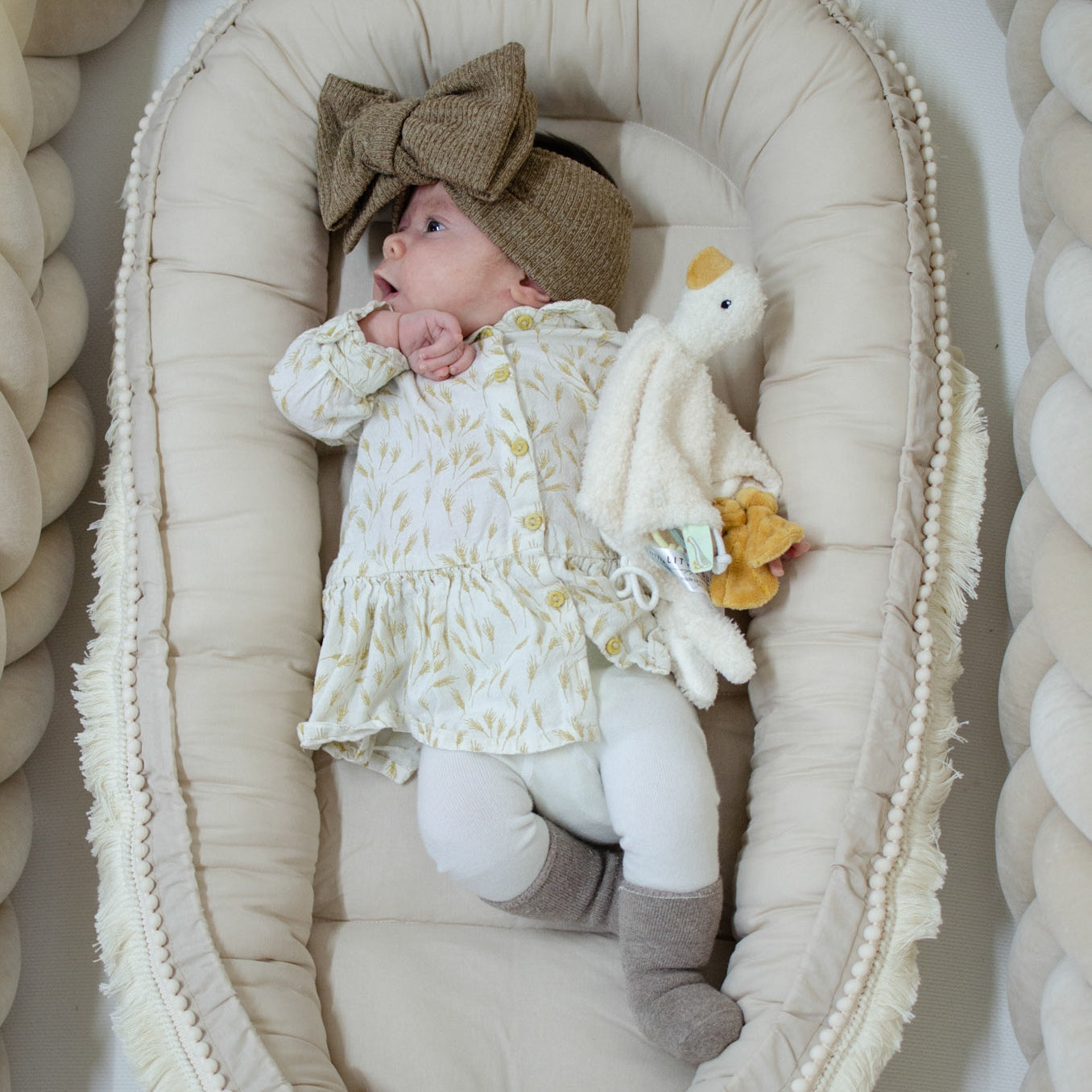 Babynestchen Boho-Stil – Kuscheliger Baby-Kokon für Geborgenheit & Komfort Beige Babynestchen