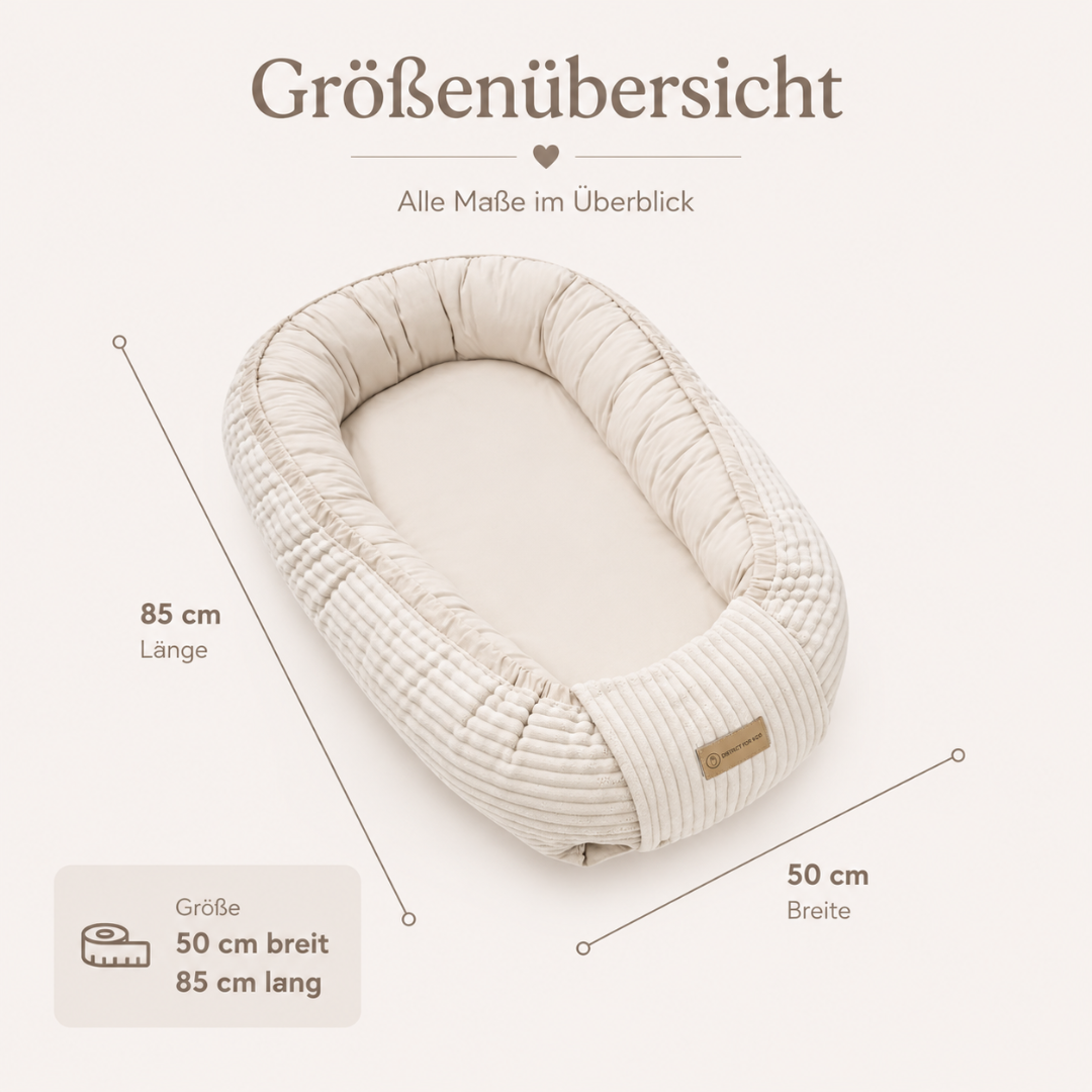 Babynest aus Cord  – Mitwachsender weicher Baby-Kokon | Braun District for Kids
