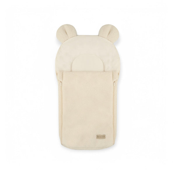Babyschlafsack Teddyohren Teddy Boucle - kuscheliger Ganzjahresschlafsack - Creme / 75 cm / 2.5 Wert - Babyschlafsack