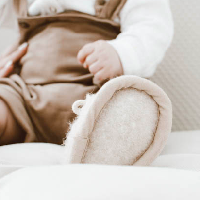 Babyschuhe Merinowolle Wollwalk | 0-1 Jahr | Beige-Babyschuhe-District for Kids-0-6 Monate-District for Kids