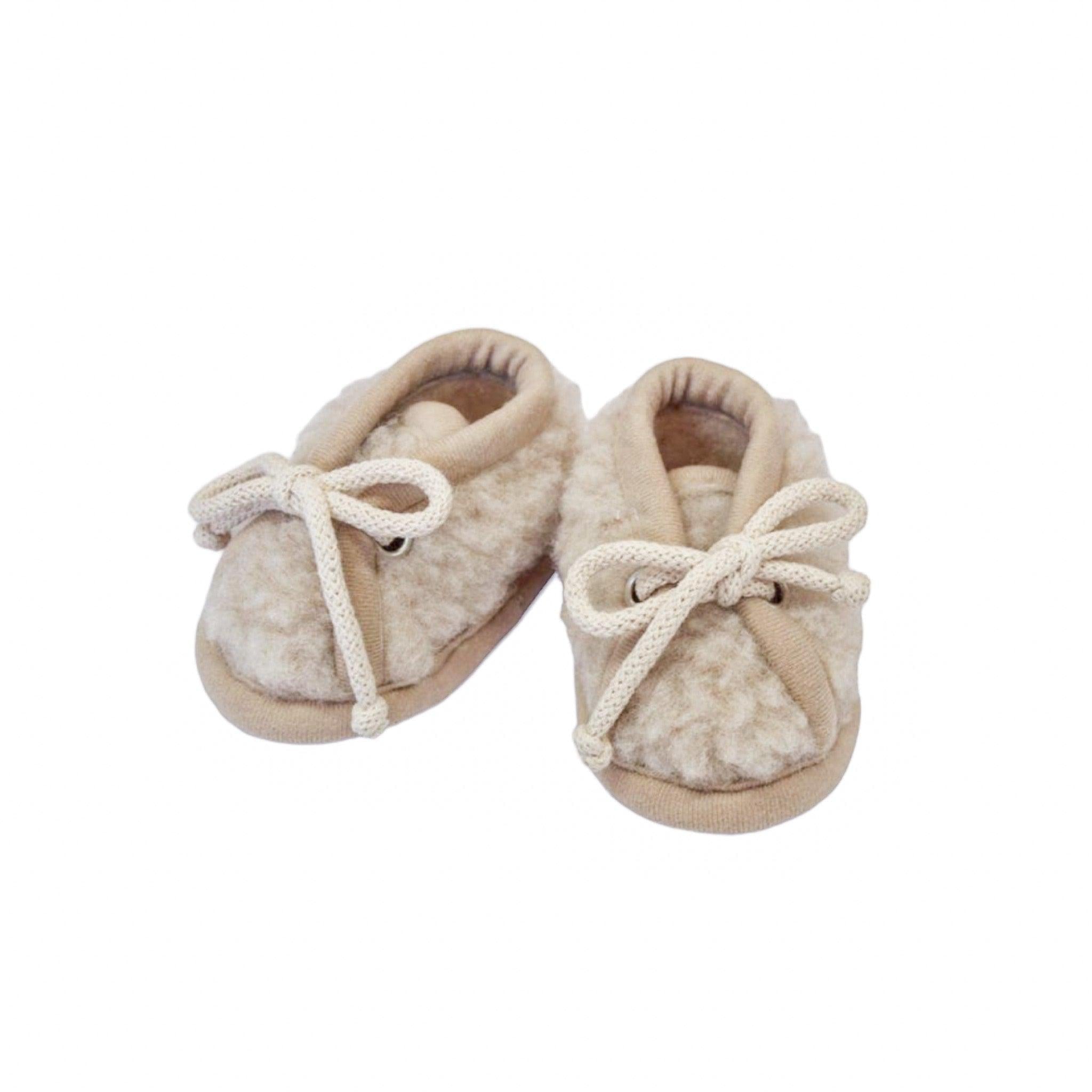 Babyschuhe Merinowolle Wollwalk | 0-1 Jahr | Beige-Babyschuhe-District for Kids-0-6 Monate-District for Kids