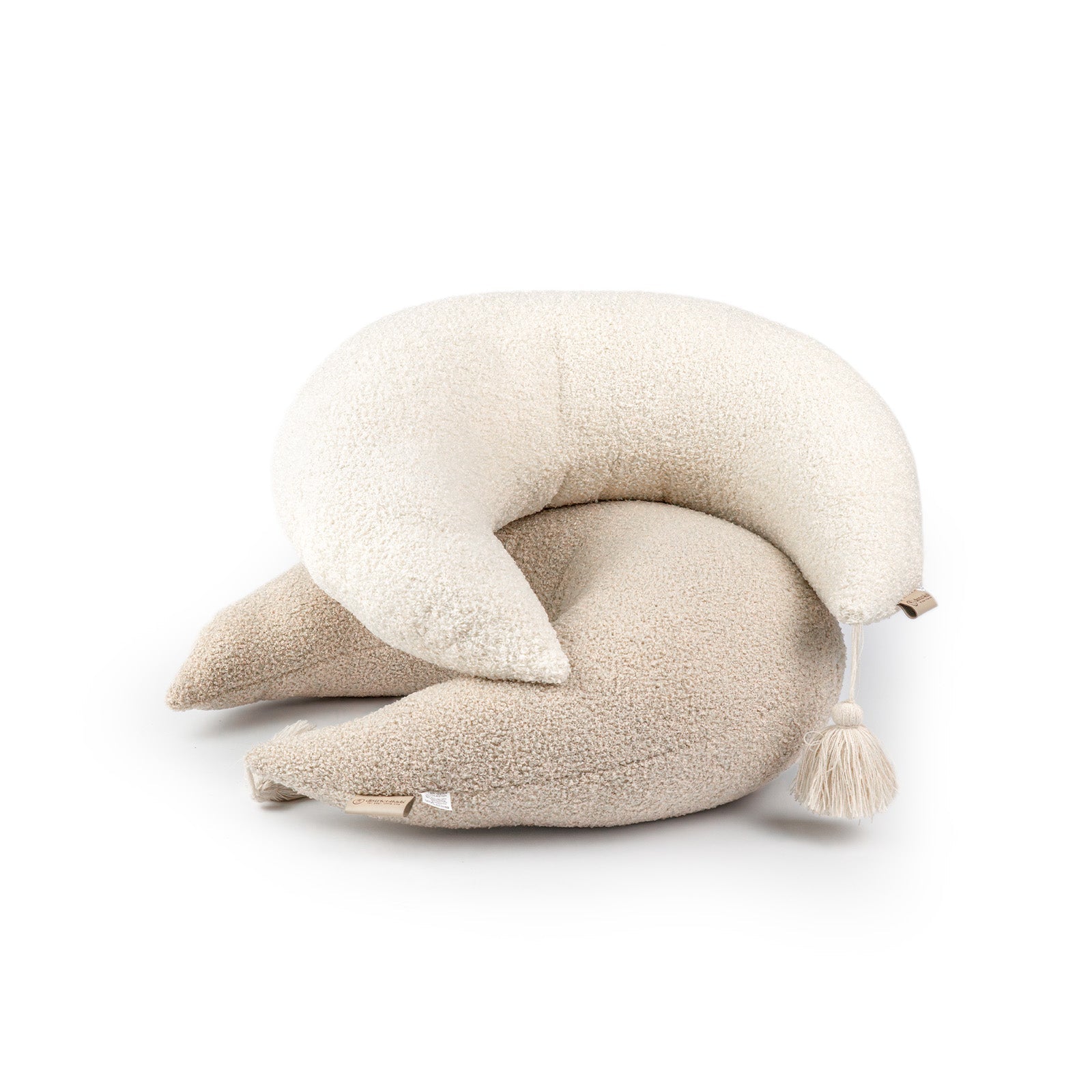 Stillkissen Halbmond Teddystoff Boucle – Komfort Unterstützung & stilvolle Optik - Stillkissen