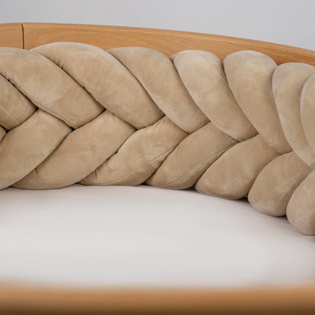 Bettschlange Velours Fischgräten-Design – Premium Schutz & Komfort für Babyschlaf-Bettumrandung-District for Kids-180 cm-Beige-District for Kids
