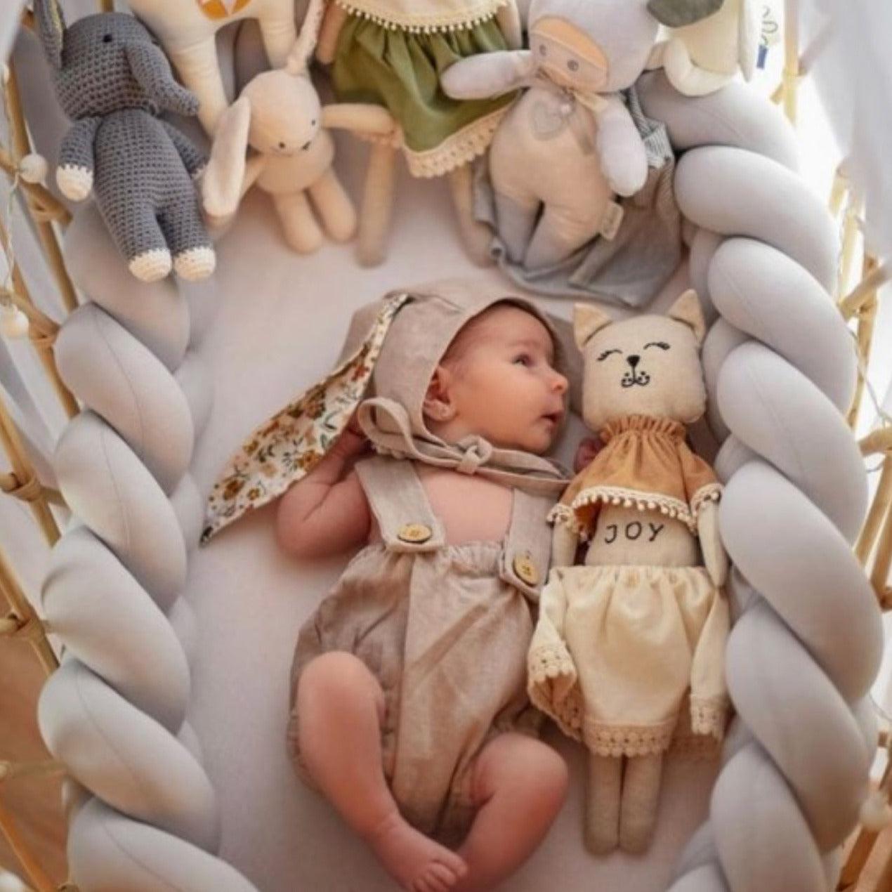 Bettschlange Velours – Kuschelige Bettumrandung für Schutz, Geborgenheit & Komfort-Baby & Kleinkind-District for Kids-Beige-180 cm-District for Kids