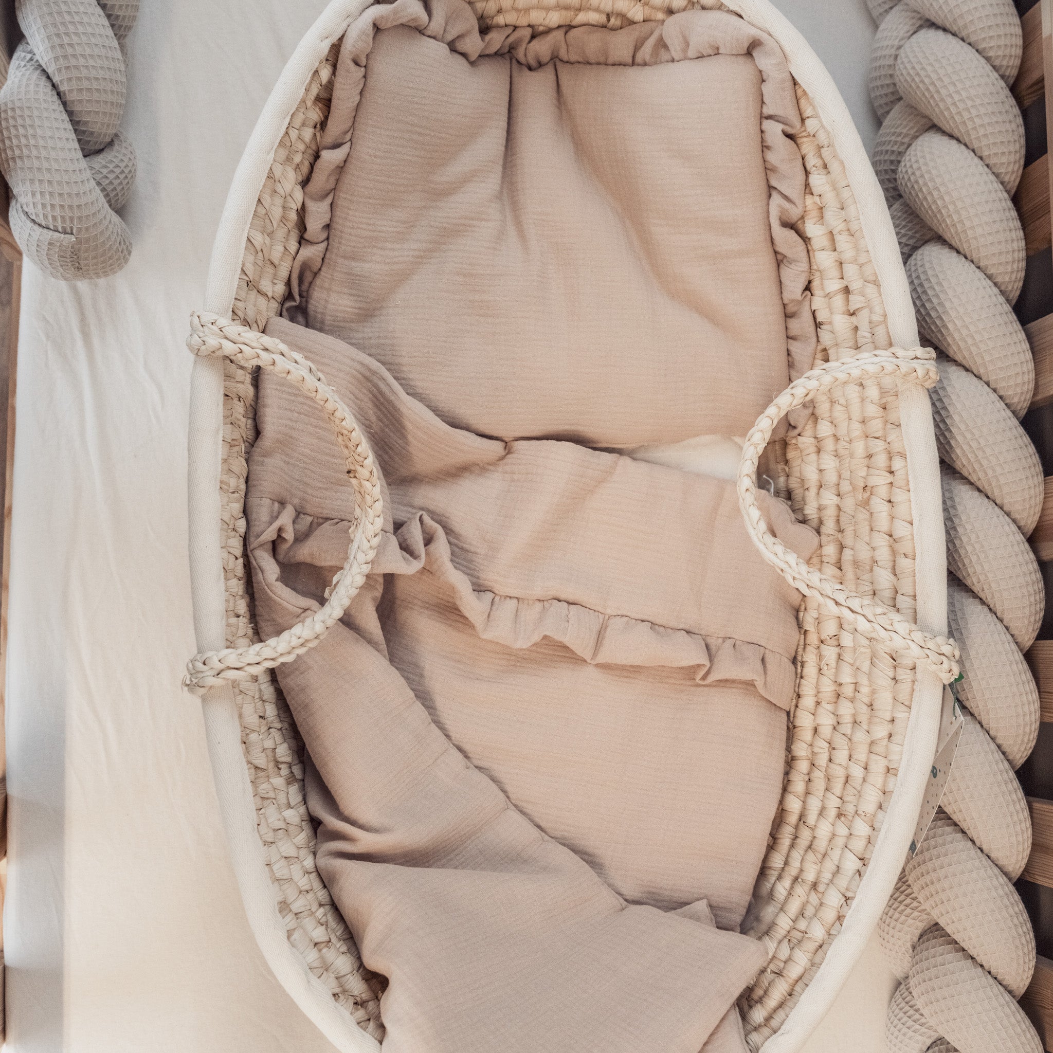 Bettwäsche Musselin Rüschen Gebrauchsfertig – Weich & Atmungsaktiv-Bettwäsche-District for Kids-Beige-50x75cm-District for Kids