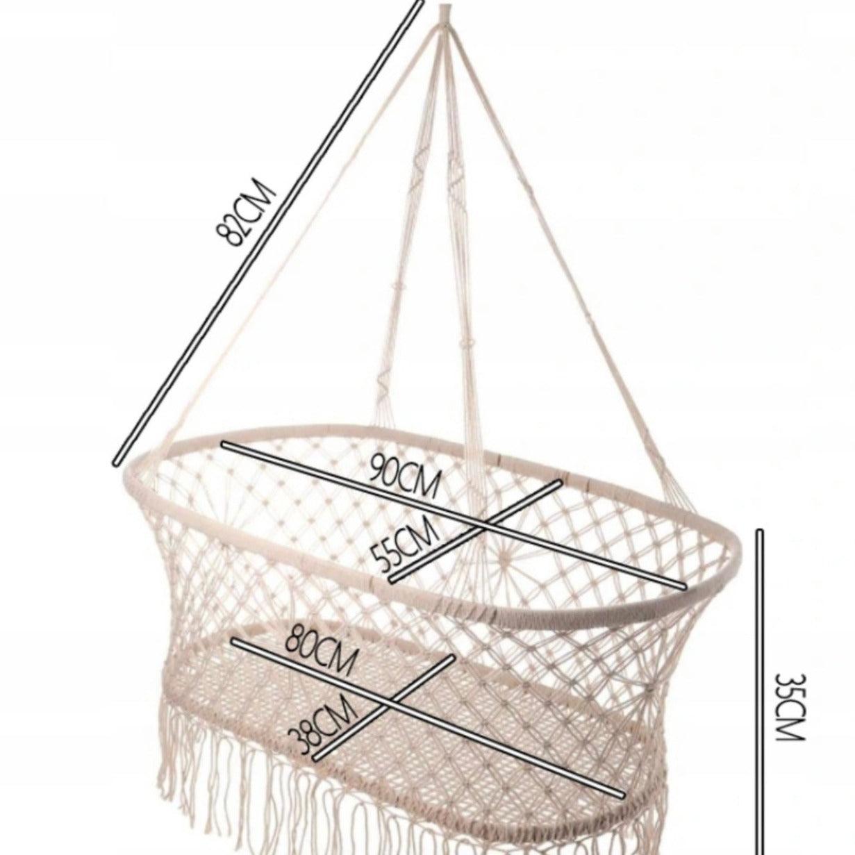 Boho Hängewiege aus Makramee-Baumwollgarn – Sanftes Schaukeln für süße Träume-District for Kids-District for Kids-District for Kids