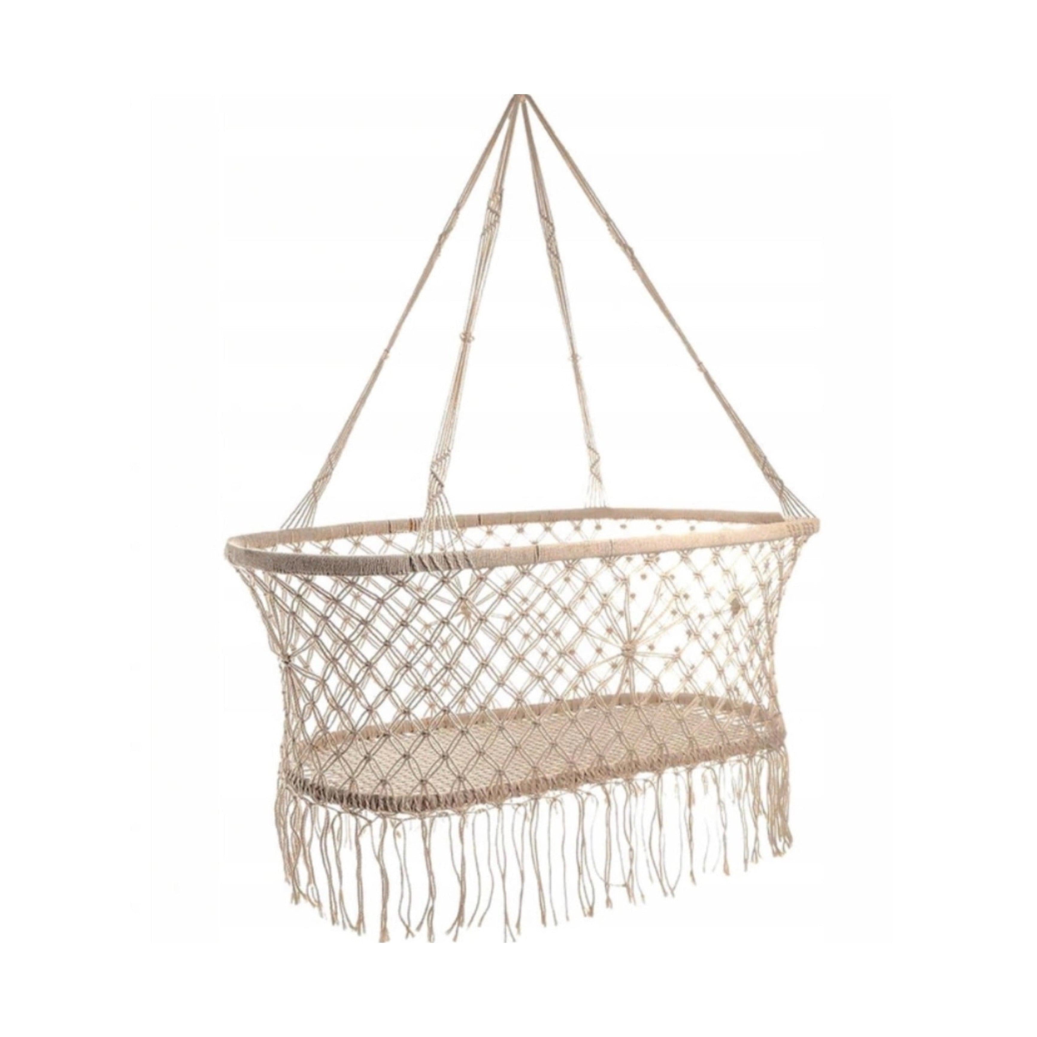 Boho Hängewiege aus Makramee-Baumwollgarn – Sanftes Schaukeln für süße Träume-District for Kids-District for Kids-District for Kids