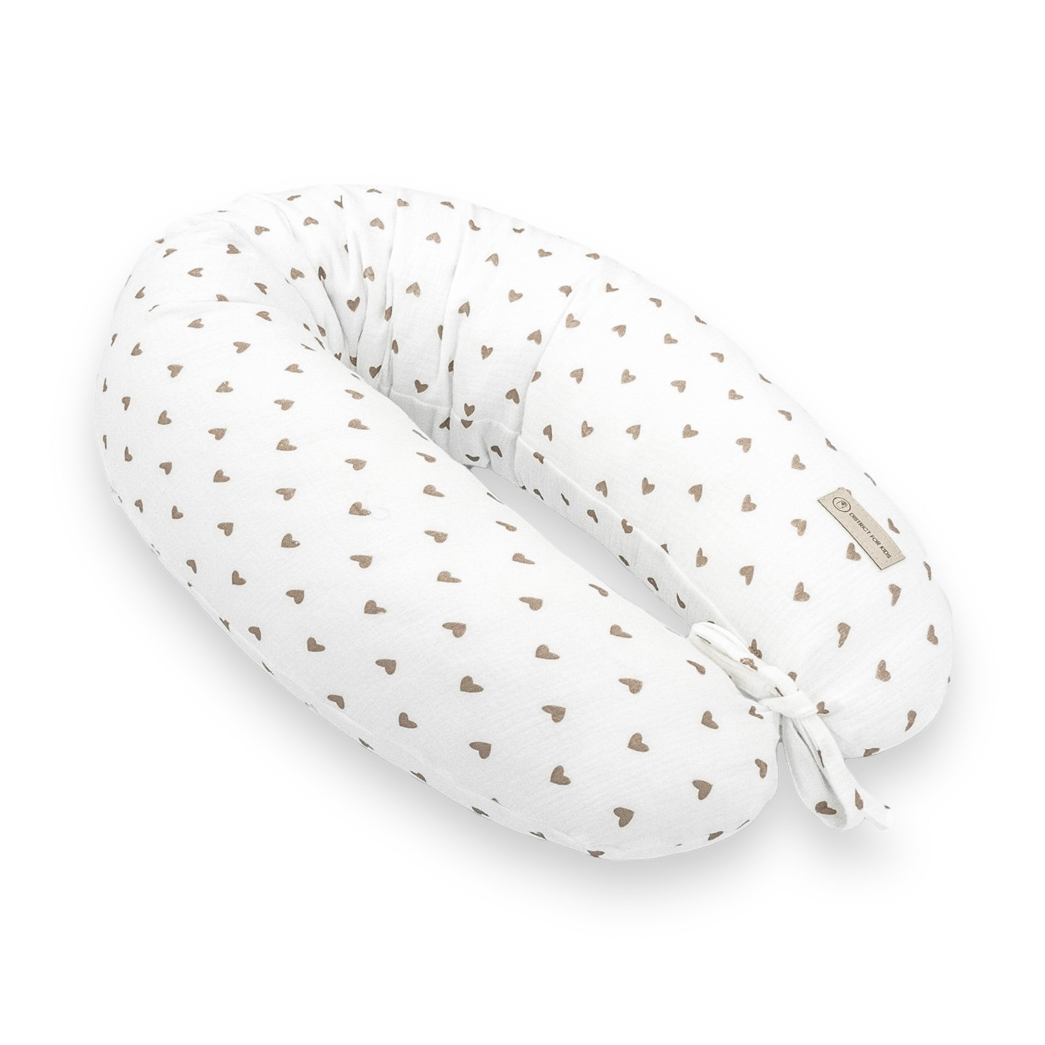Stillkissen & Schwangerschaftsstillkissen Musselin XXL | Herzen braun - Stillkissen