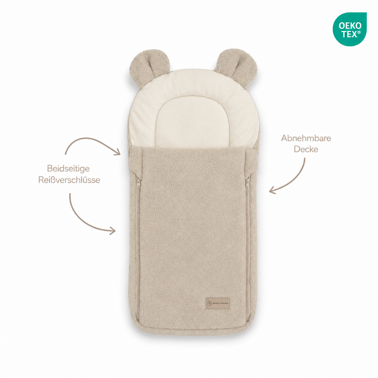 Babyschlafsack teddyohren boucle beige district for kids.
