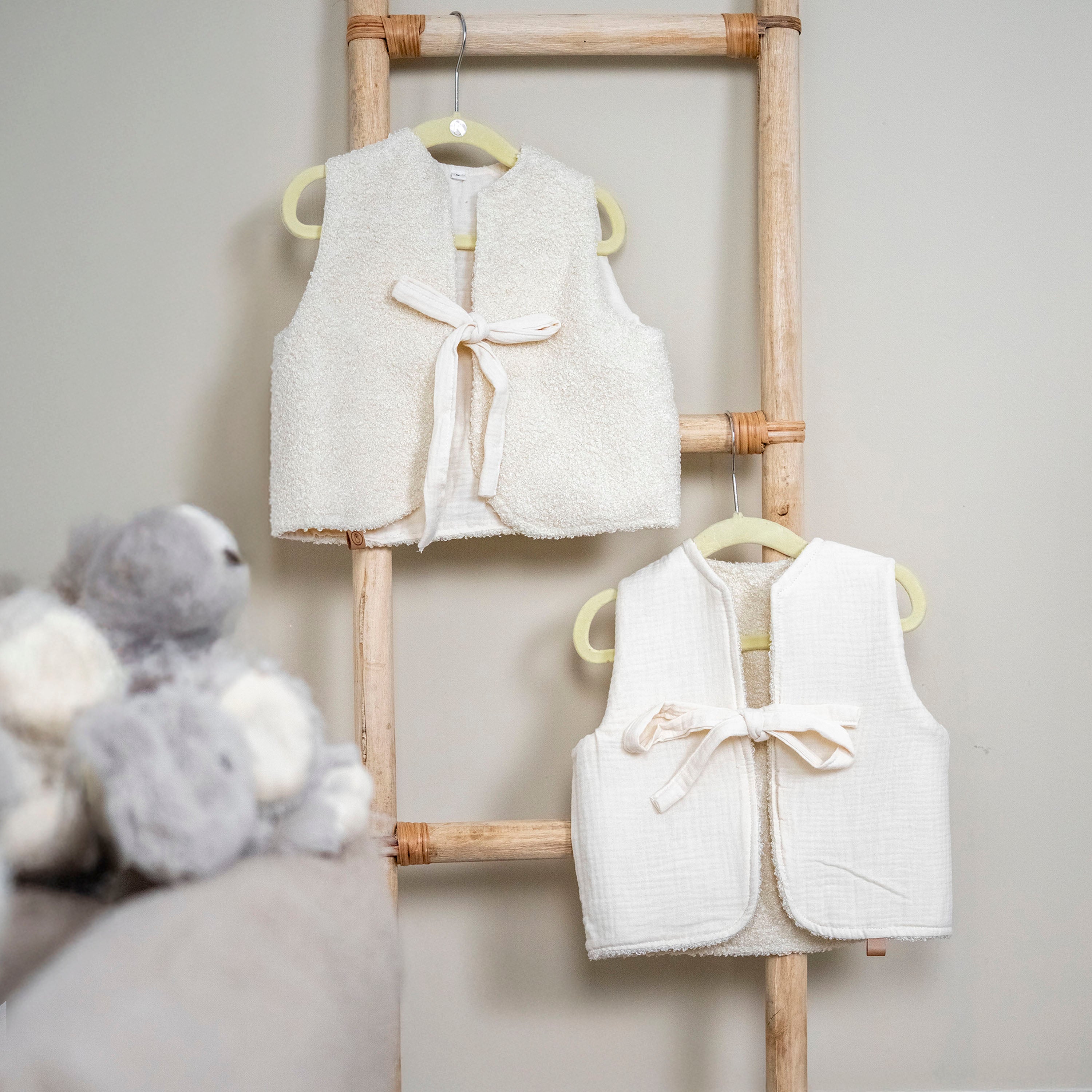 Wende-Weste für Kleinkinder | Teddy Bouclé & Musselin | Unisex 1-5 Jahre