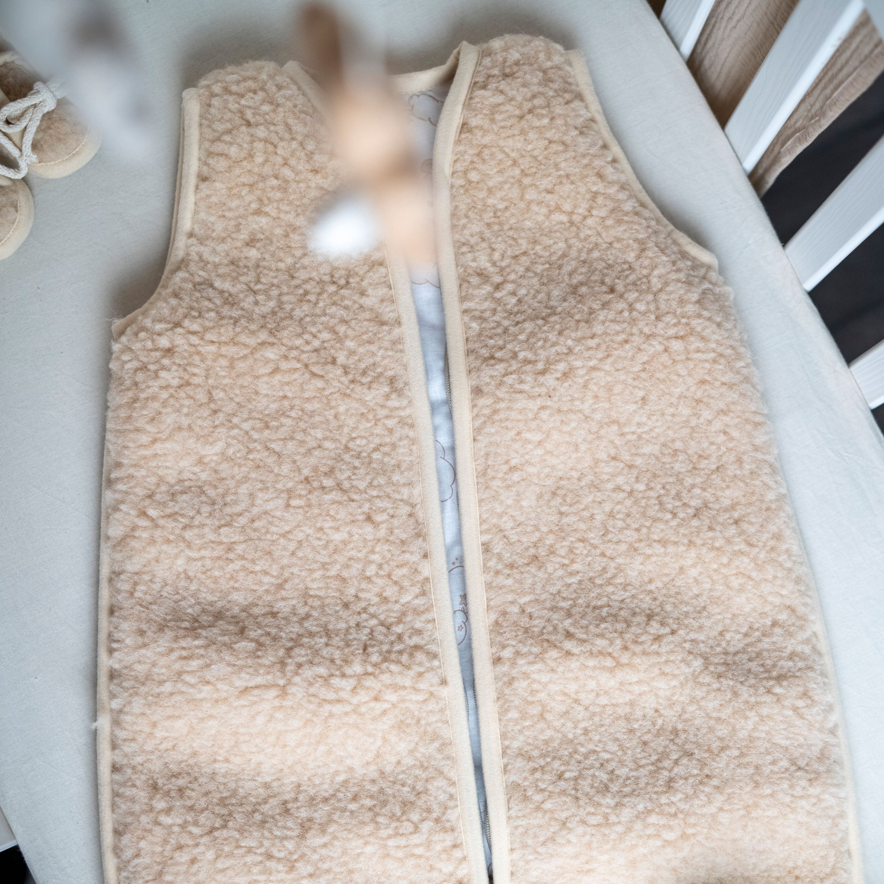 Babyschlafsack Merinowolle Wollwalk - natürlich warm & kuschelig - Beige / 70 cm / 3.5 TOG - Babyschlafsack