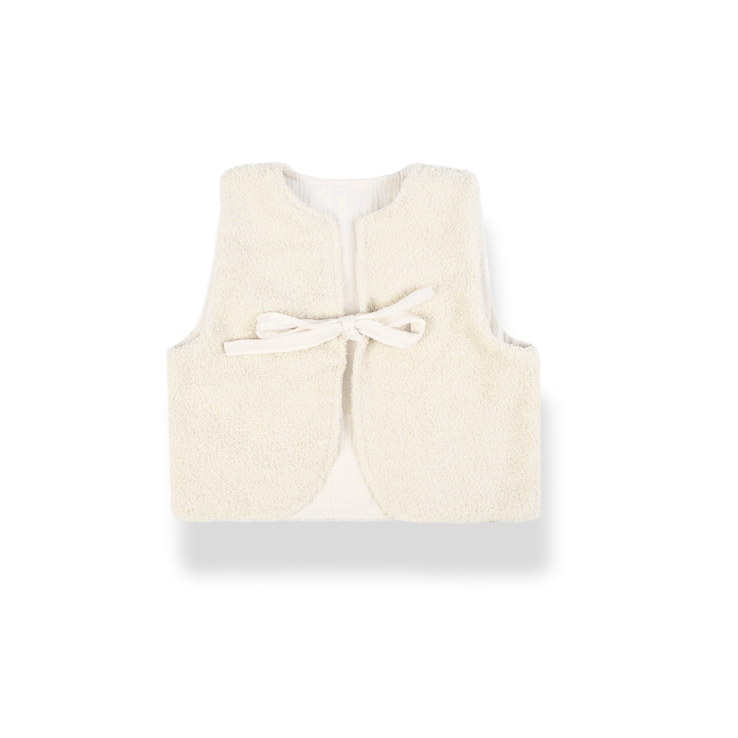 Wende-Weste für Kleinkinder | Teddy Bouclé & Musselin | Unisex 1-5 Jahre - Creme / 1-2 Jahre