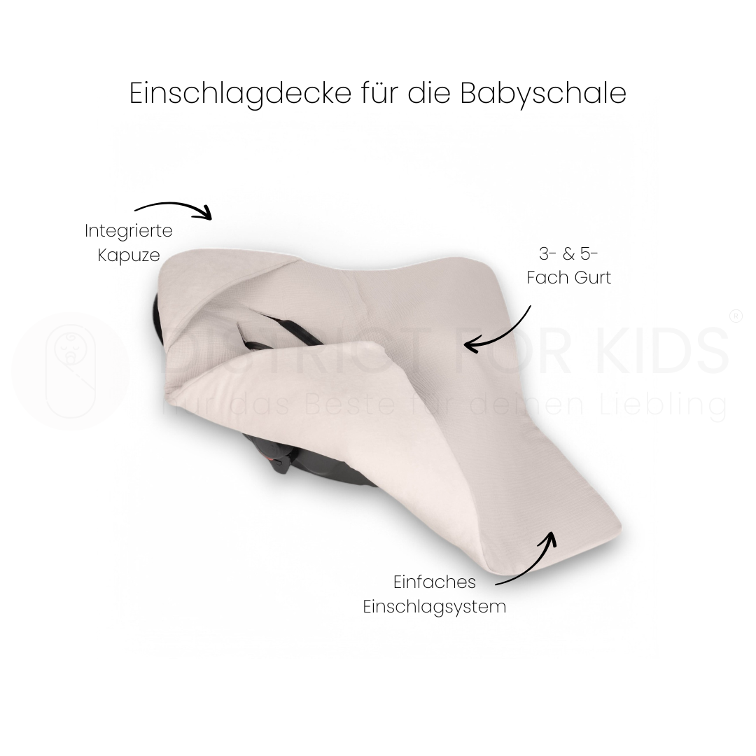 Einschlagdecke Musselin/Velours – Perfekt für Autoschale 2.5 TOG-Einschlagdecke Autoschale-District for Kids-Beige-2.5 TOG-District for Kids