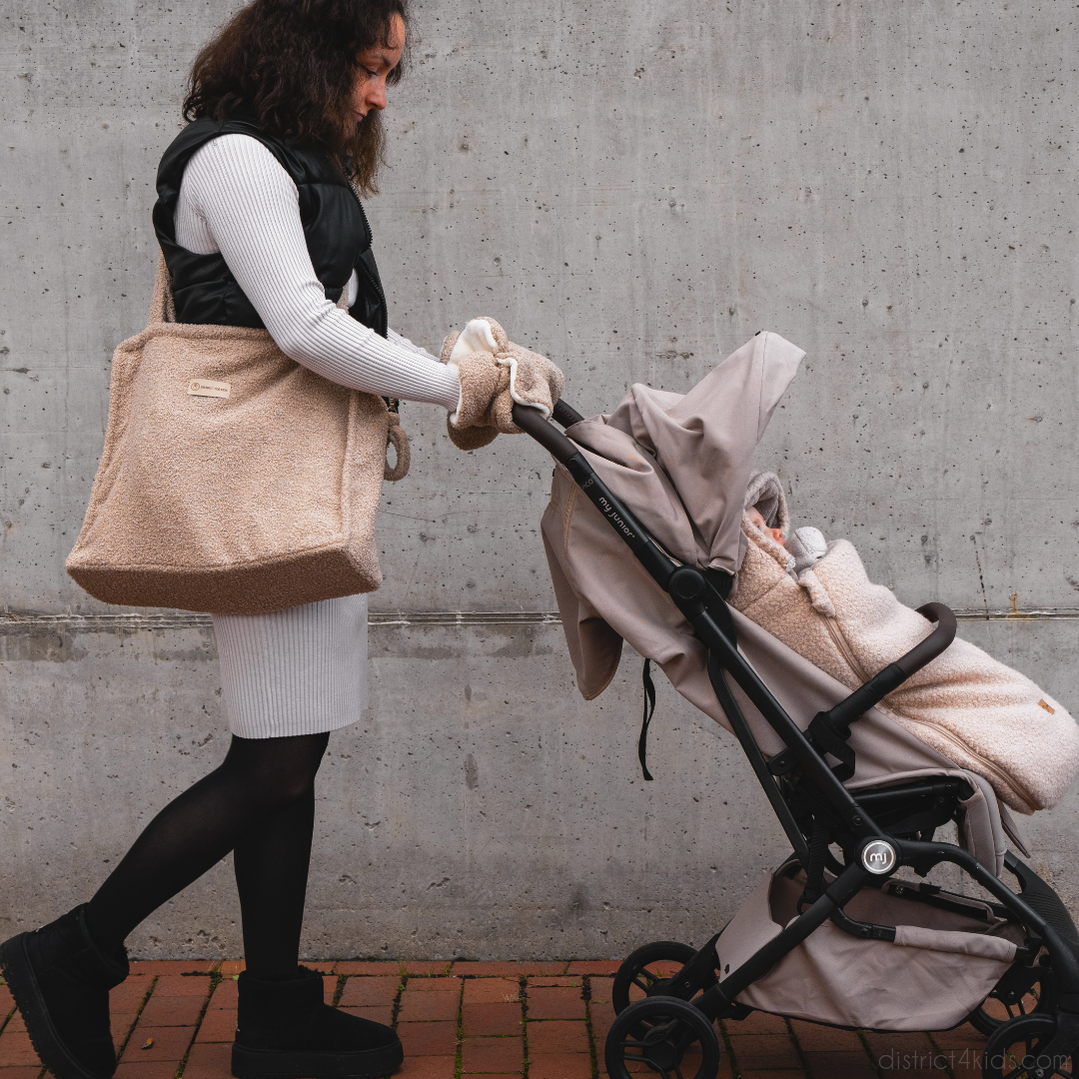 Fußsack Teddystoff Boucle für Kinderwagen Autoschale-Winterfußsack-District for Kids-Creme-District for Kids