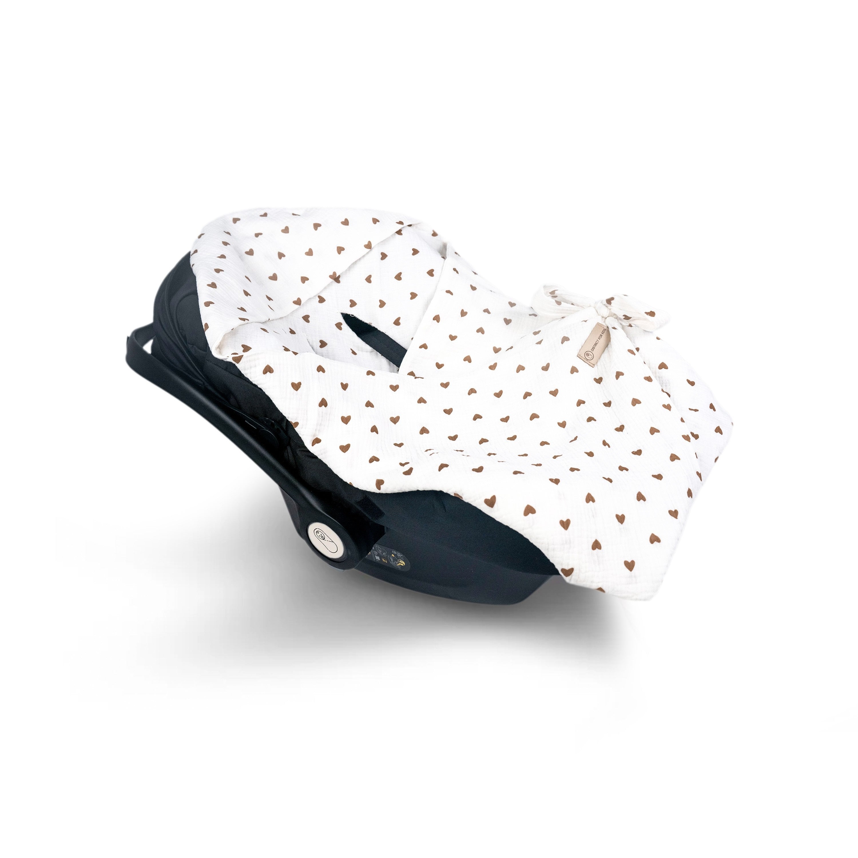 Einschlagdecke Musselin Herzen braun – Perfekt für jede Autoschale - Herzen braun / 0.5 TOG - Einschlagdecke Autoschale