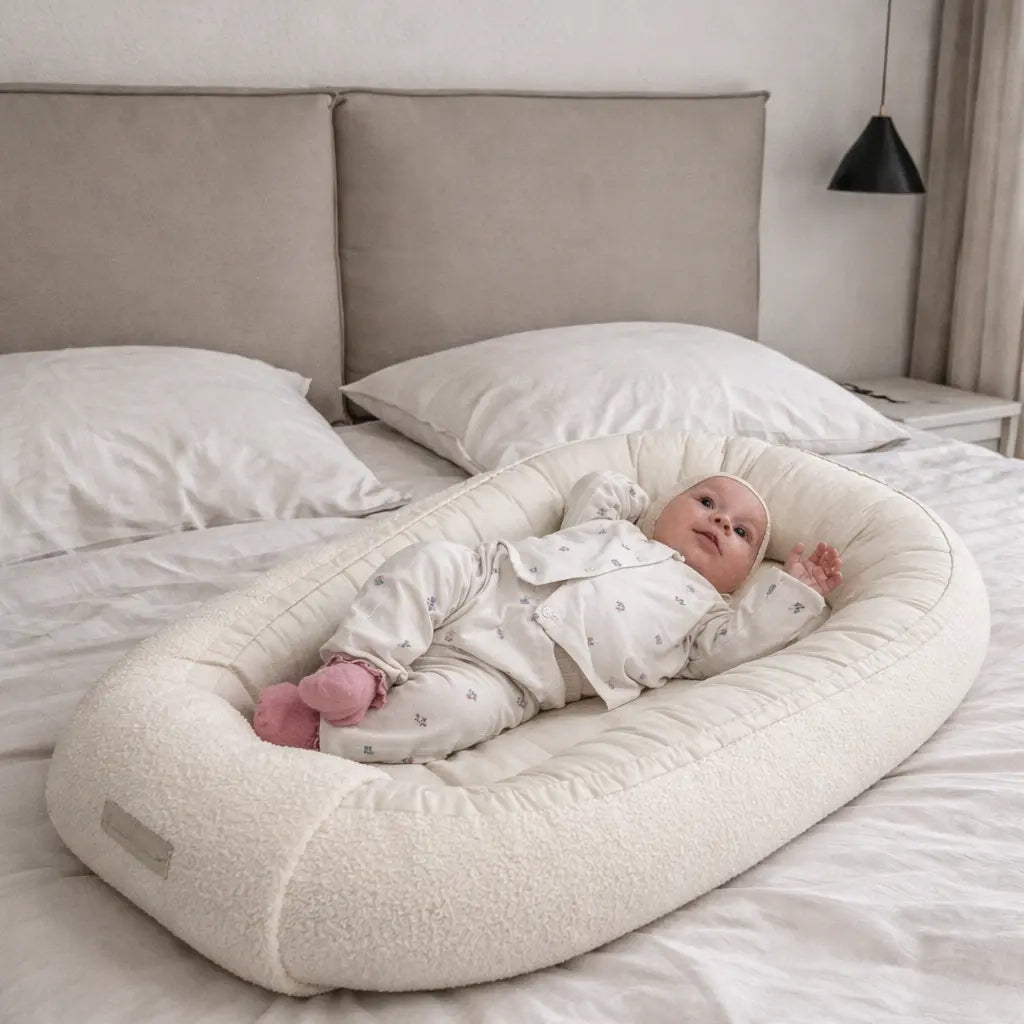 Babynestchen Teddystoff-Bouclé – mitwachsender Baby-Kokon District for Kids
