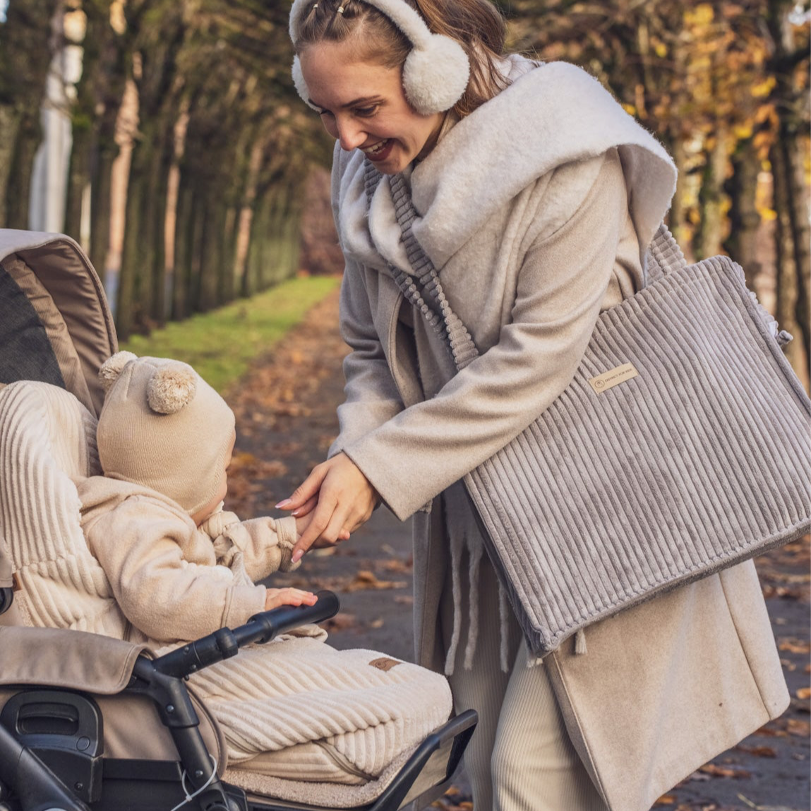 Kinderwagentasche inkl. Wickelunterlage Cord | Wickeltasche-Wickeltasche-District for Kids-Creme-District for Kids